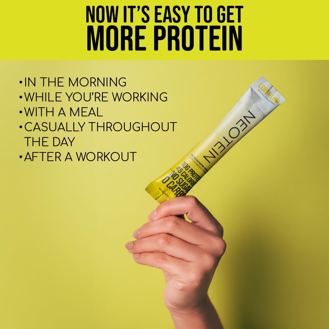 neotein-electrolyte-protein-powder-packets---hydration-with-collagen---lemon-lime-flavor-45-calories---keto-paleo-friendly---pack-of-15-4