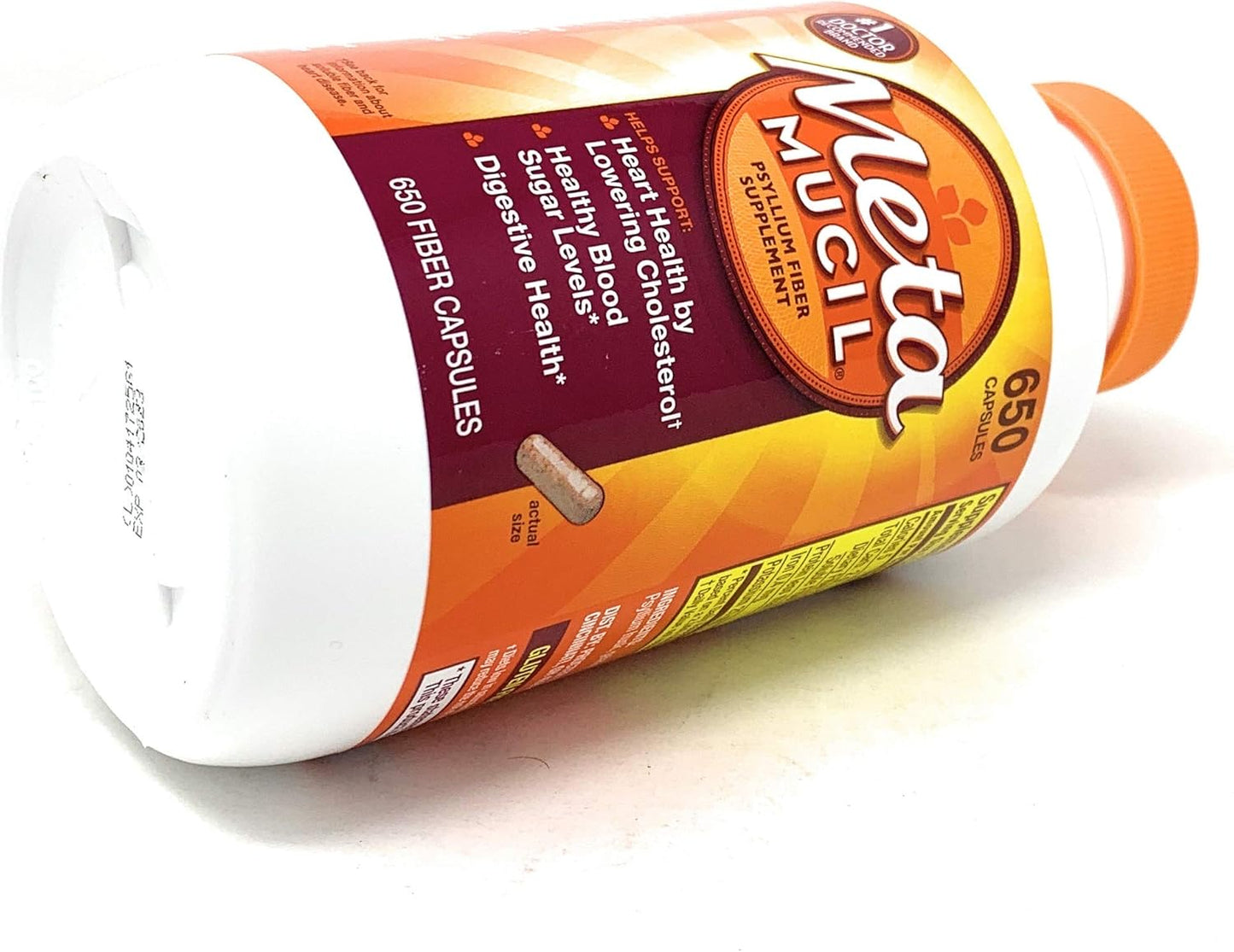 650 Count Metamucil Fiber 3-in-1 Psyllium Husk Capsules for Natural Digestive Health