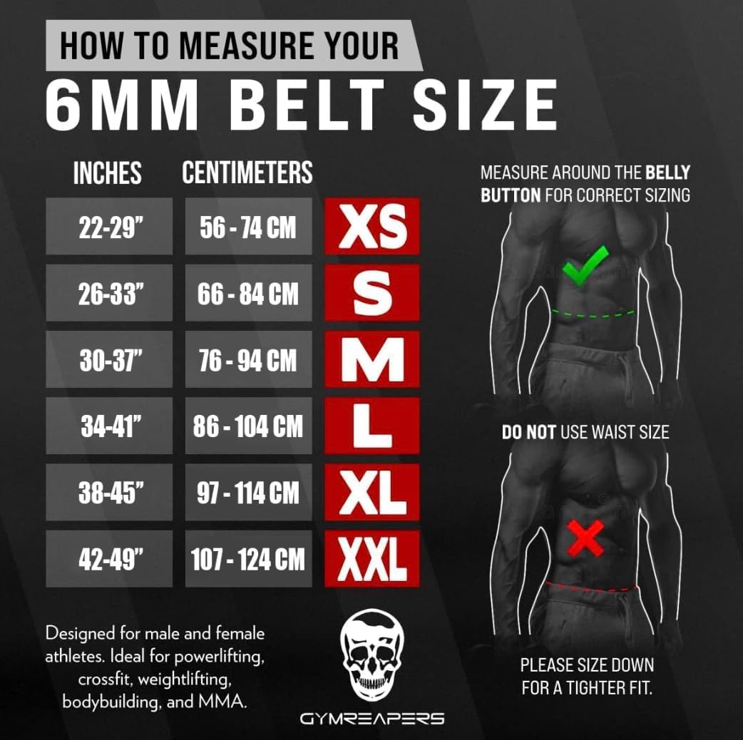 6MM Gymreapers Genuine Leather Weightlifting Belt - Double Prong Power Belt for Deadlifts & Squats - 4-Inch Wide Heavy Duty Support for Powerlifting & Strength Training