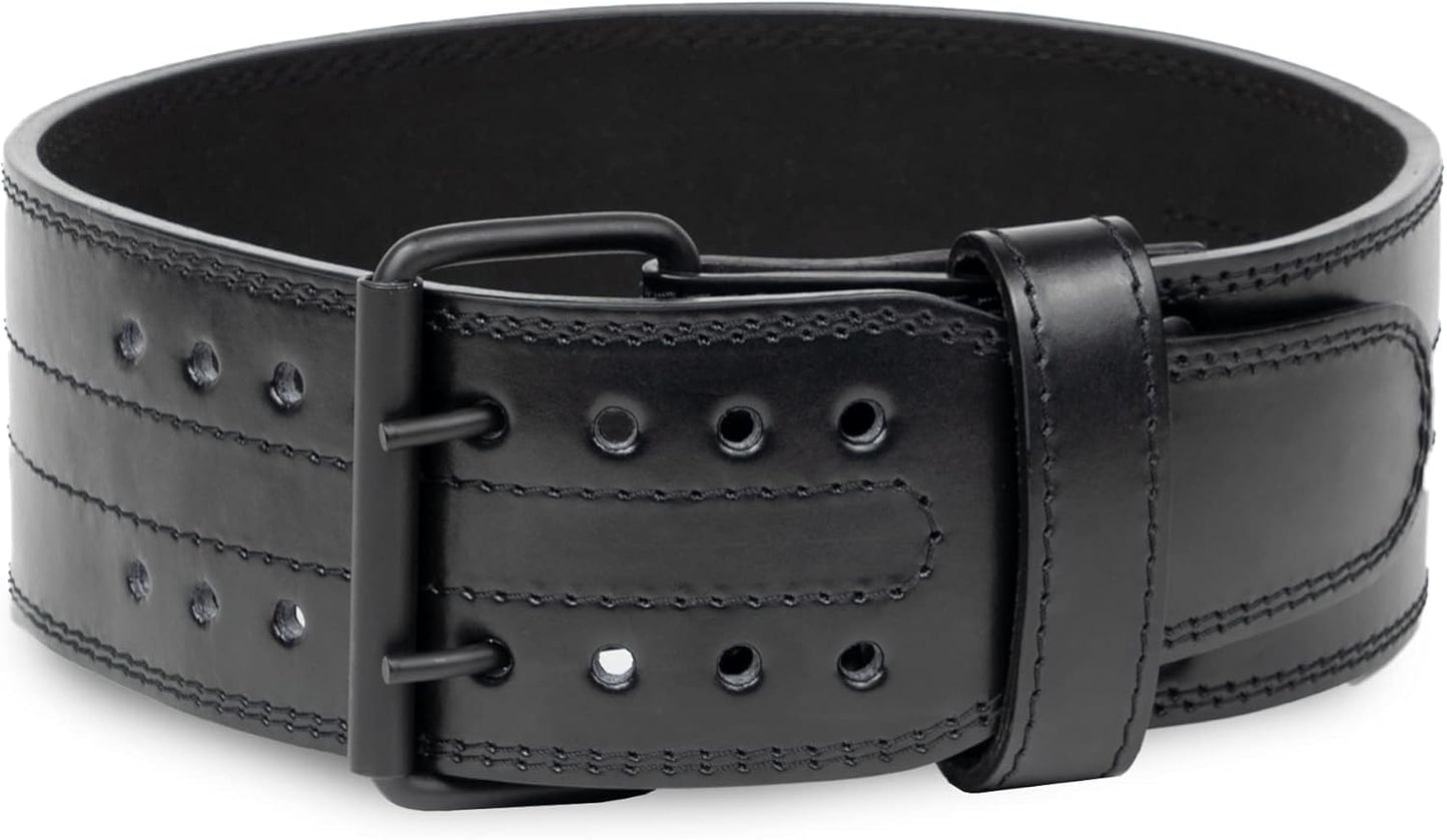 6MM Gymreapers Genuine Leather Weightlifting Belt - Double Prong Power Belt for Deadlifts & Squats - 4-Inch Wide Heavy Duty Support for Powerlifting & Strength Training