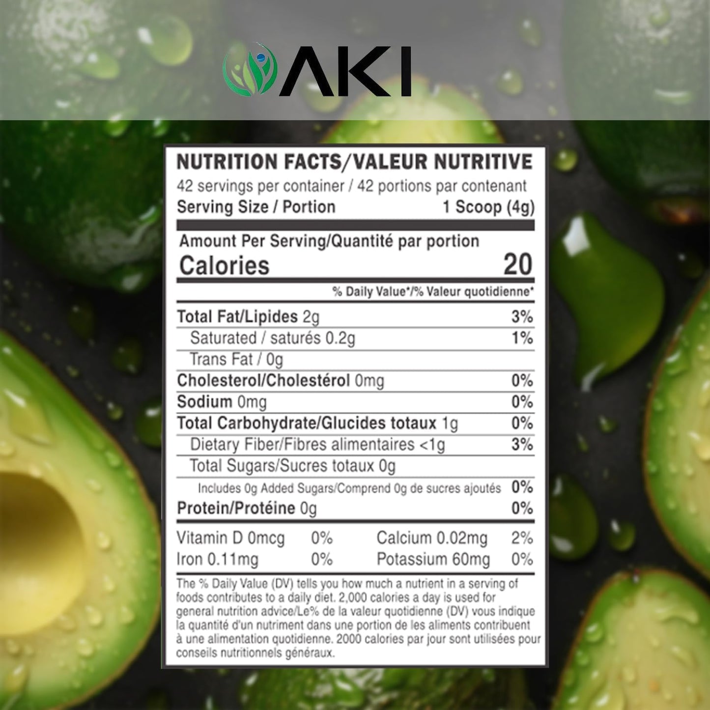 6oz/170g AKI Organic Avocado Superfood Powder - Nutrient-Rich Blend for Smoothies, Yogurt, and Milkshakes - Vegan & Non-GMO - Omega 3 & Antioxidants