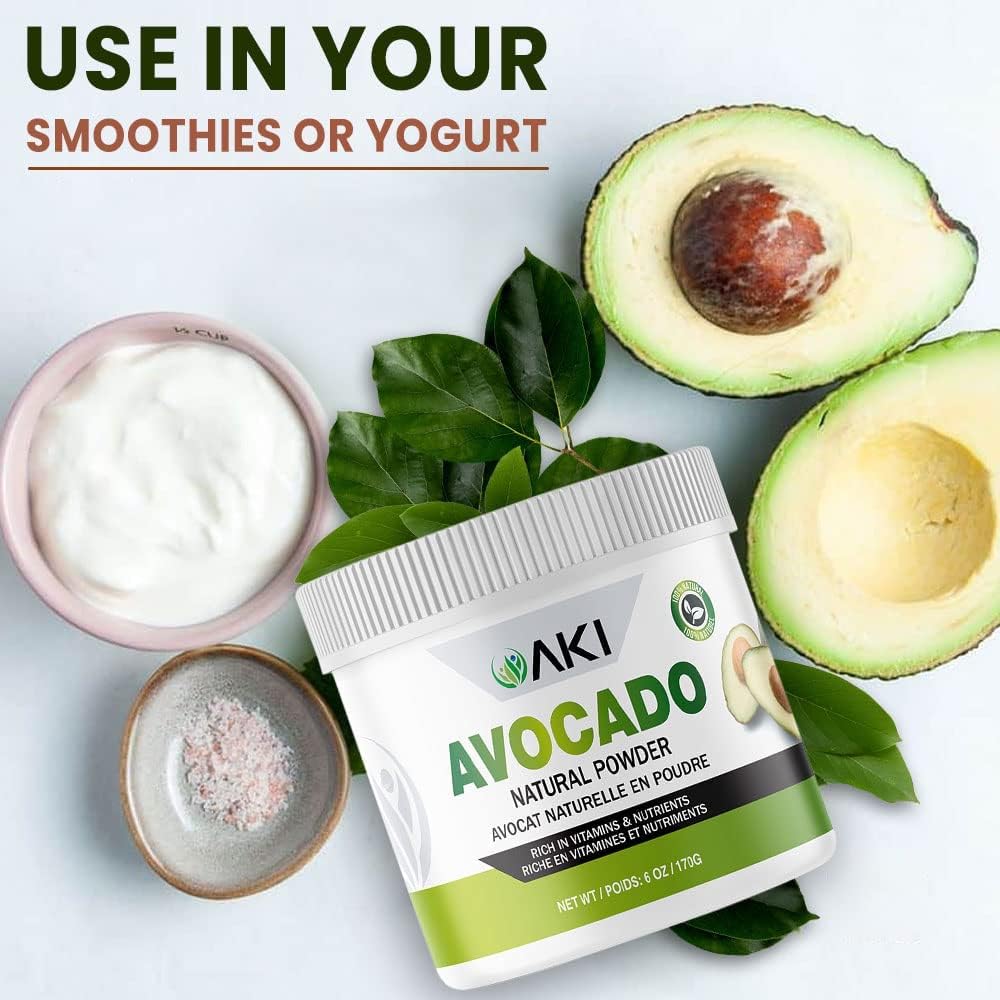6oz/170g AKI Organic Avocado Superfood Powder - Nutrient-Rich Blend for Smoothies, Yogurt, and Milkshakes - Vegan & Non-GMO - Omega 3 & Antioxidants