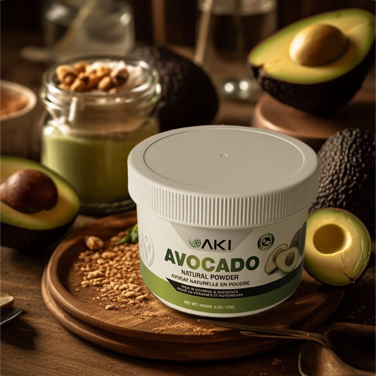 6oz/170g AKI Organic Avocado Superfood Powder - Nutrient-Rich Blend for Smoothies, Yogurt, and Milkshakes - Vegan & Non-GMO - Omega 3 & Antioxidants