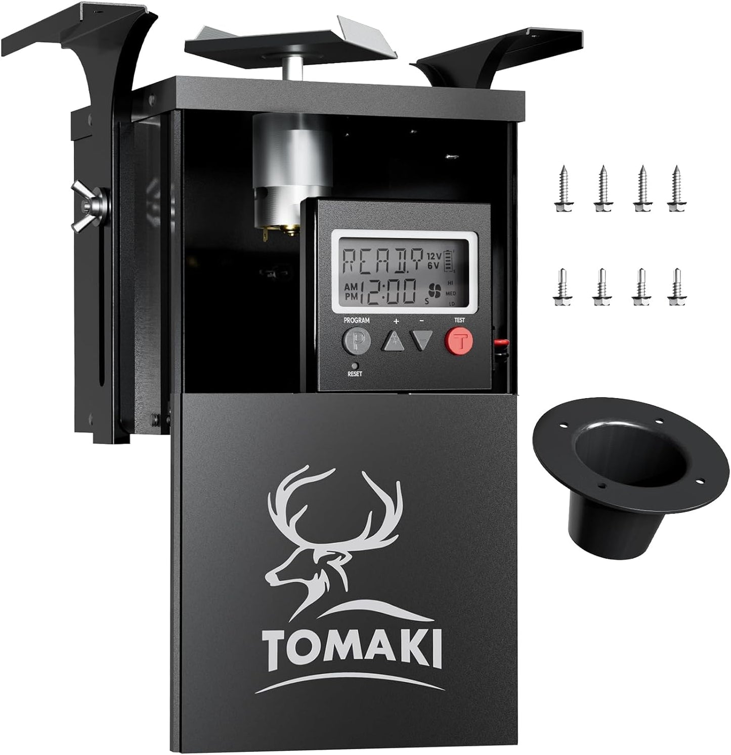 6V Deer Feeder Kit with Metal Motor and Timer, Digital Game Feeder, Mounting Bracket, 8 Feed Times, Easy Install, Weatherproof