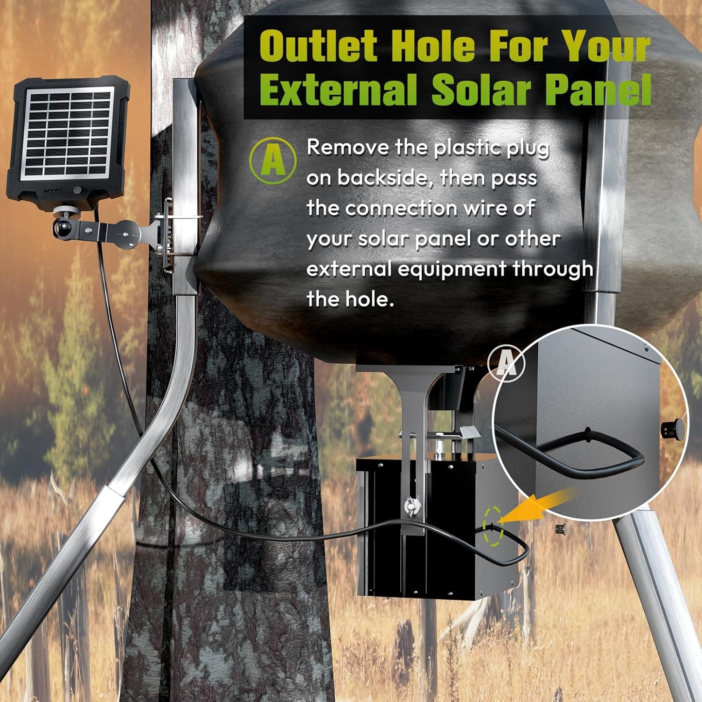 6V Deer Feeder Kit with Metal Motor and Timer, Digital Game Feeder, Mounting Bracket, 8 Feed Times, Easy Install, Weatherproof