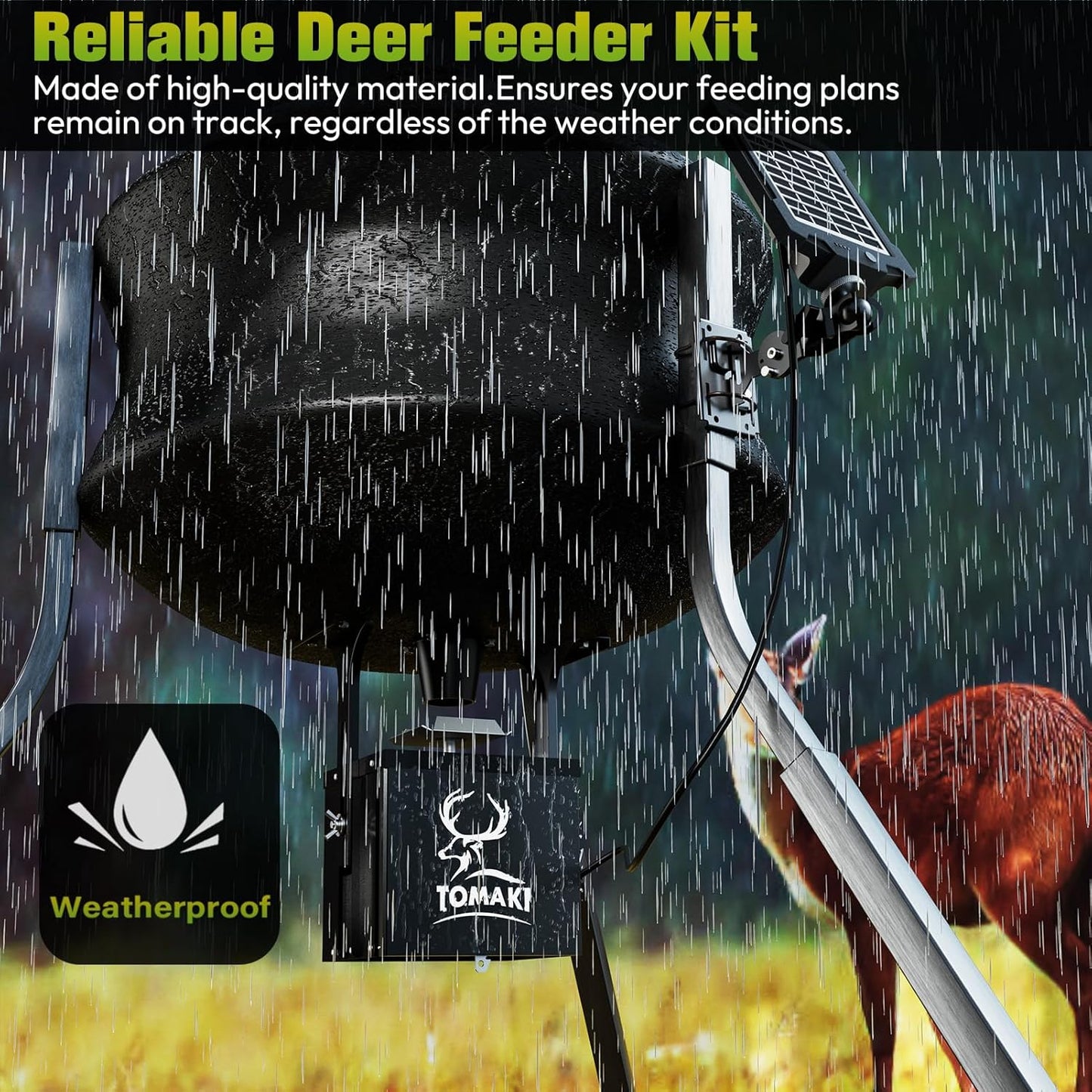 6V Deer Feeder Kit with Metal Motor and Timer, Digital Game Feeder, Mounting Bracket, 8 Feed Times, Easy Install, Weatherproof