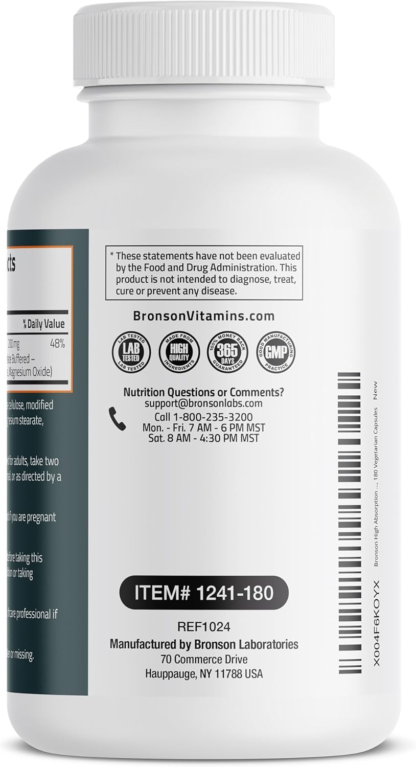 high-absorption-bronson-magnesium-glycinate-200mg-capsules---chelated-buffered-for-gentle-stomach---non-gmo-180-vegetarian-capsules-5