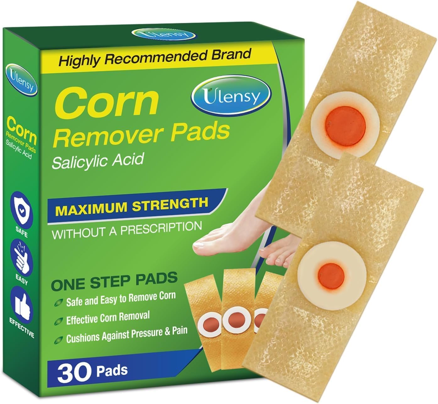 Corn Remover Pads for Feet and Toes - 30 Pack with 40% Salicylic Acid - Extra Strength Treatment for Fast Results - Medicated Bandages for Adults, Seniors, Athletes, and Workers - Espot.com.au