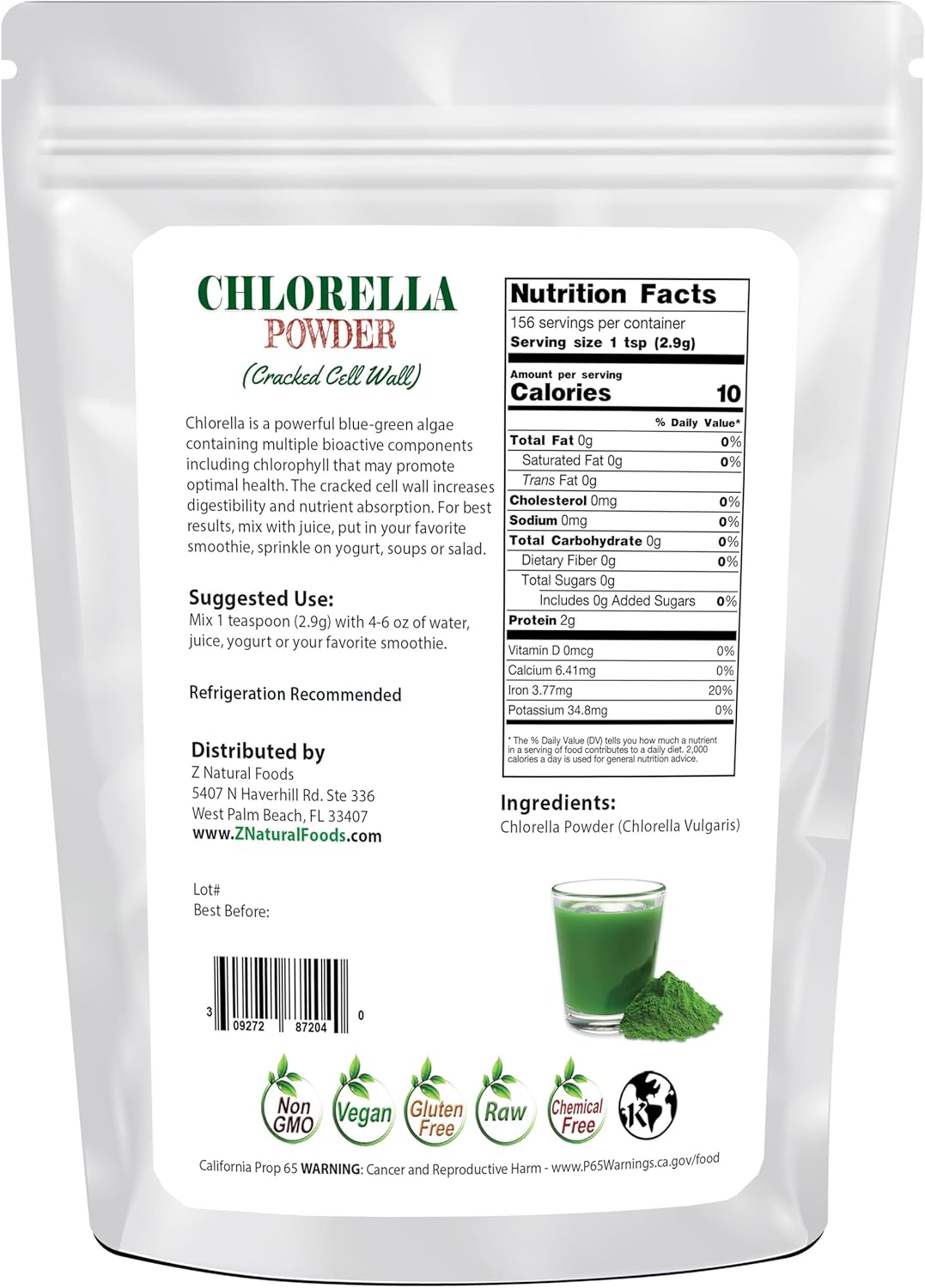 chlorella-powder-superfood-for-smoothies-recipes---raw-non-gmo-vegan---1-lb---z-natural-foods-2