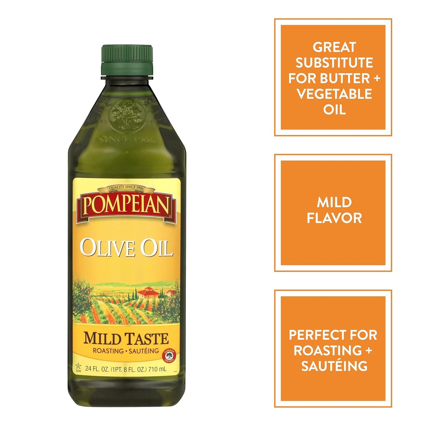 pompeian-mild-taste-olive-oil---ideal-for-roasting-and-sauteing---gluten-free-non-allergenic-non-gmo---24-fl-oz-bottle-2