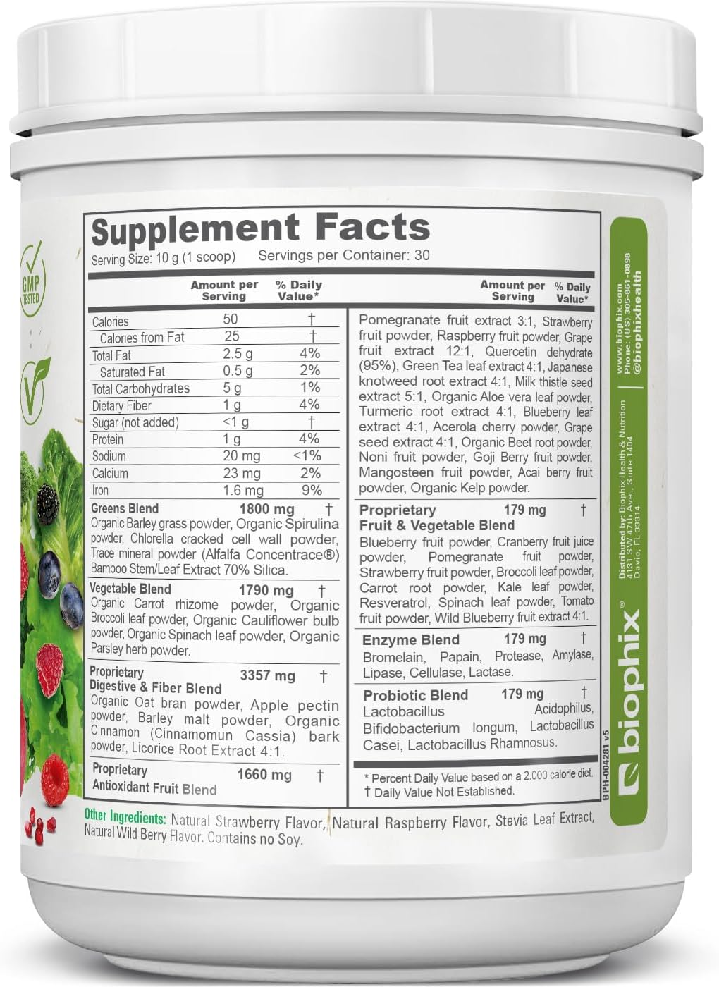 biophix-phytoberry-greens-superfood-powder-106-oz---berry-flavored-nutrition-drink-with-greens-fruits-vegetables-fiber-and-probiotics-2