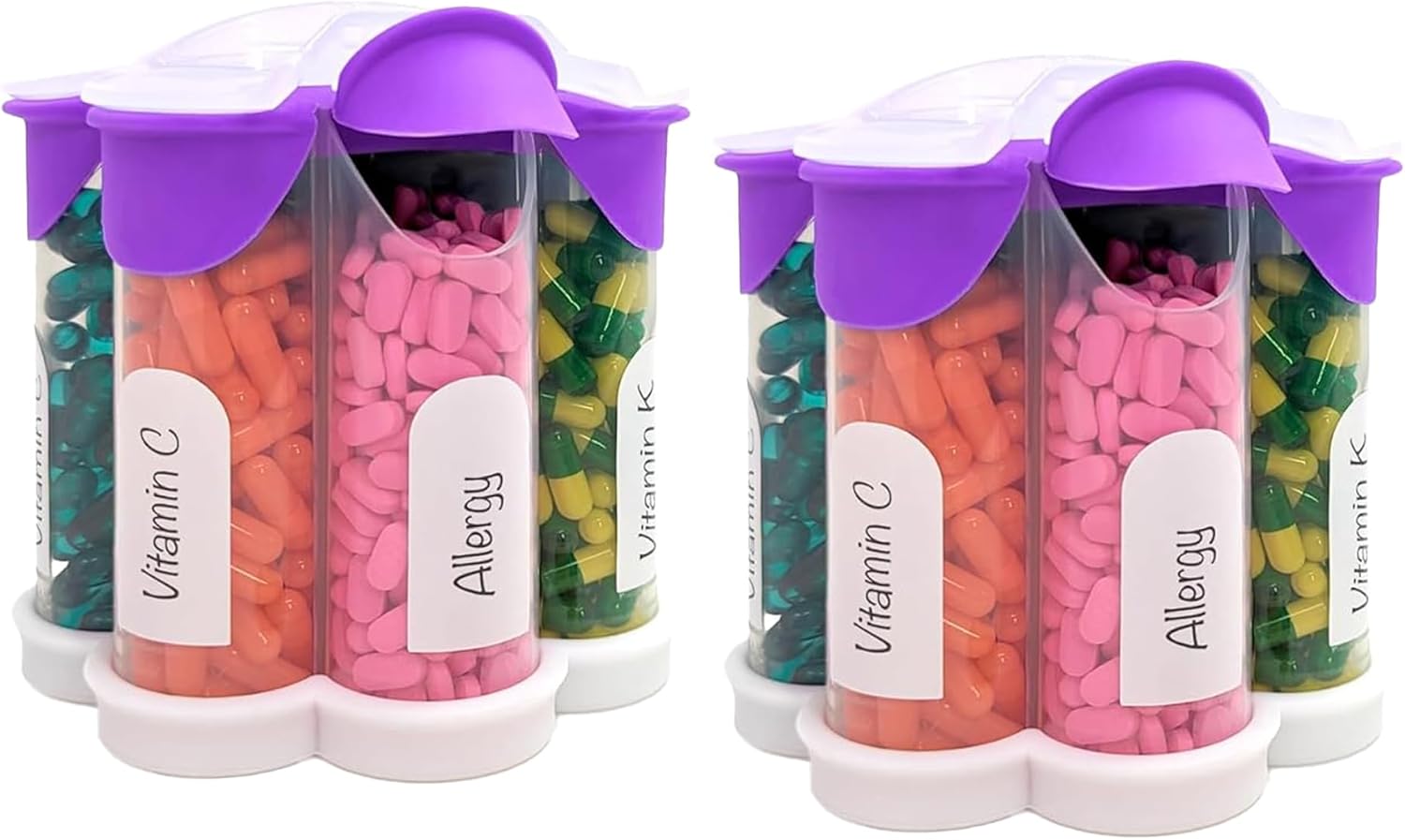 purple-blossom-extra-large-pill-organizer-daily-weekly-monthly-supplement-bottle-dispenser-with-7-xl-compartments---2-pack-combo-1