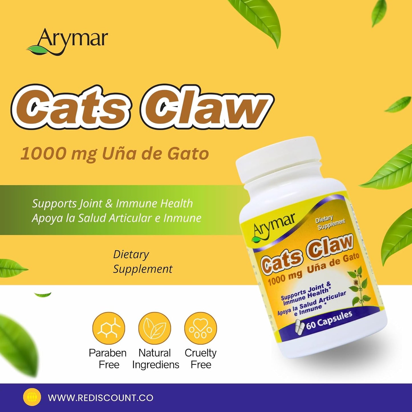 arymar-cats-claw-extract-capsules---1000-mg-uncaria-tomentosa-root---supports-overall-wellness---60-count-3