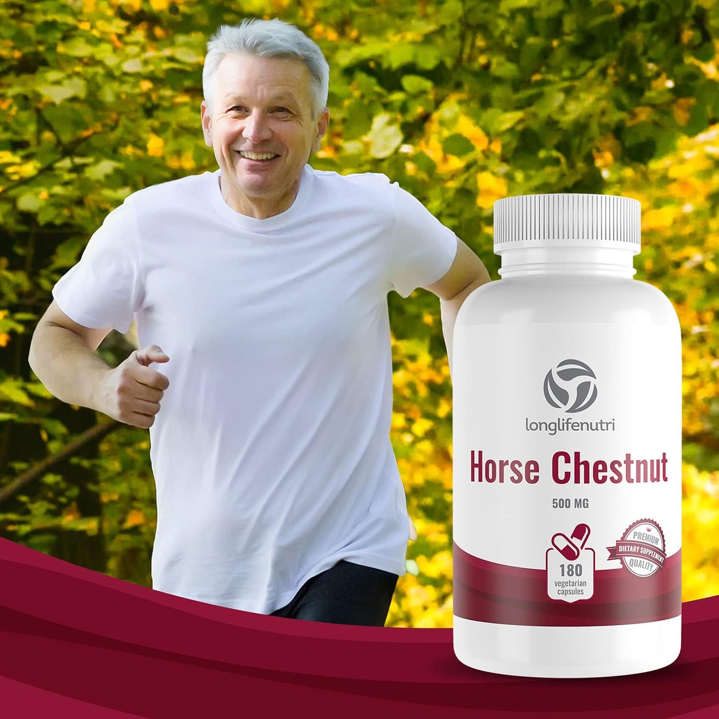 LongLifeNutri Horse Chestnut Seed Extract 500mg Capsules - 180 Count, Made in USA, High Aescin Content, Vegetarian Supplement - Espot.com.au