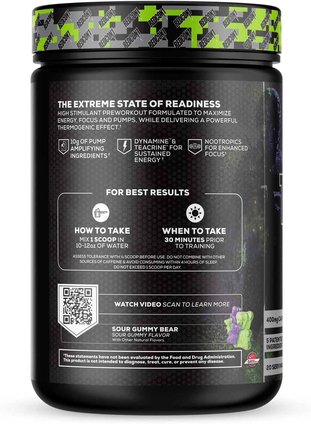 redcon1-total-war-black-ops-extreme-preworkout-powder---sour-gummy-bear-flavor---high-stimulant-with-400mg-caffeine---no3-t-nitrates-l-citrulline-for-increased-blood-flow-and-muscle-pumps---20-servings-3