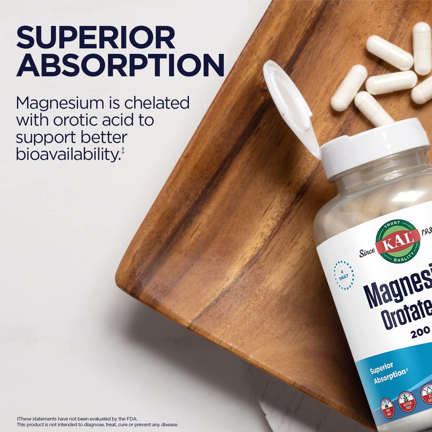 Superior Absorption Magnesium Orotate 200mg - Chelated Formula for Bone, Teeth, Nerve & Muscle Health - Vegetarian, Non-GMO, Gluten Free - 120 VegCaps, 30 Servings - Espot.com.au