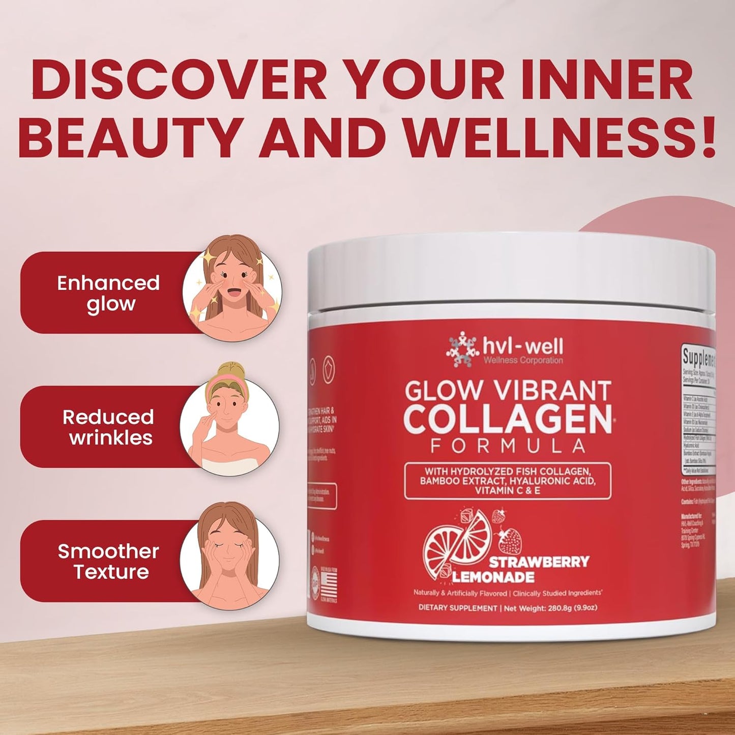 organic-collagen-peptide-powder-strawberry-lemonade-flavored---promotes-healthy-bones-skin-nails-hair---easy-to-digest-sugar-free---30-servings-for-women-men-2