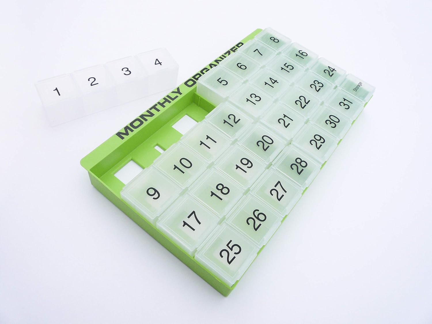 promed-31-day-monthly-pill-organizer-with-31-compartments-tray-and-8-removable-slots---green-color-4