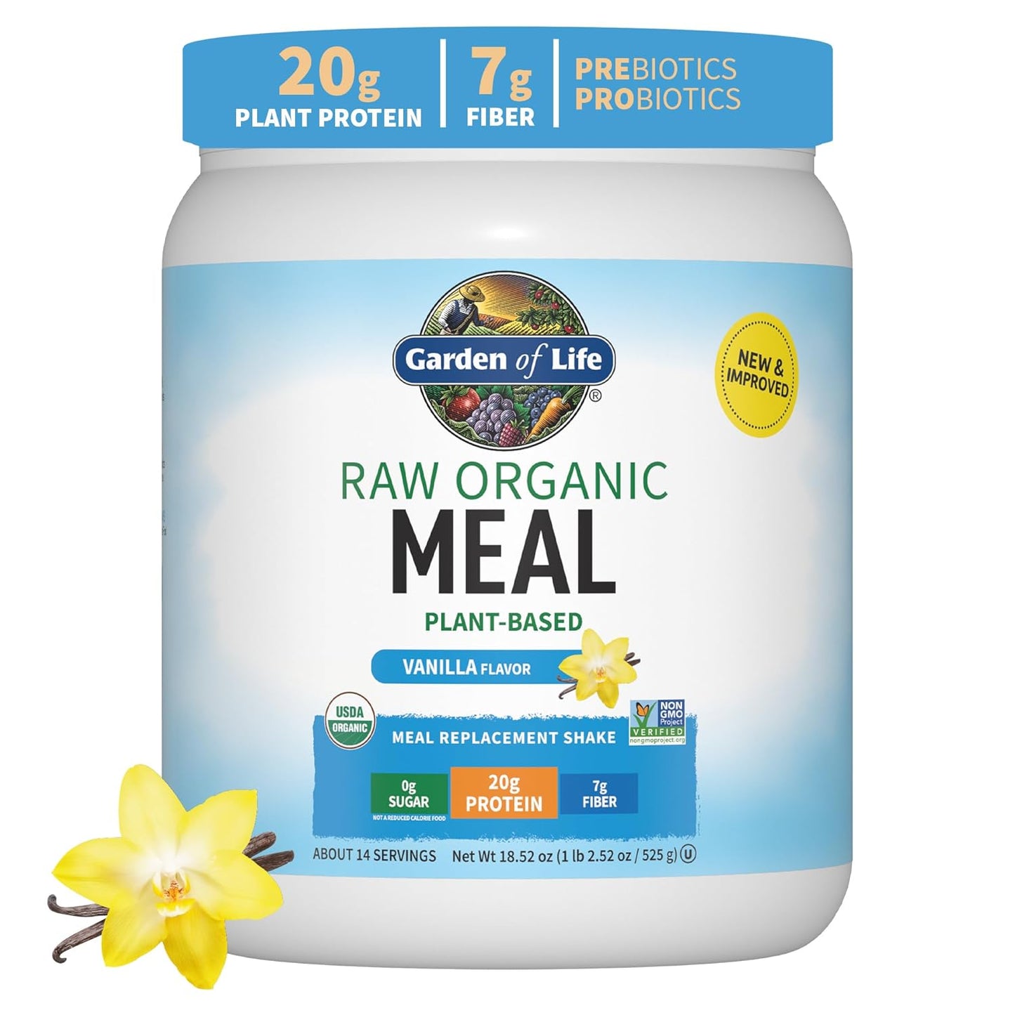 vanilla-vegan-protein-powder-with-plant-based-pea-protein-probiotics-and-greens---dairy-free-meal-replacement-shakes-by-garden-of-life-14-servings-1