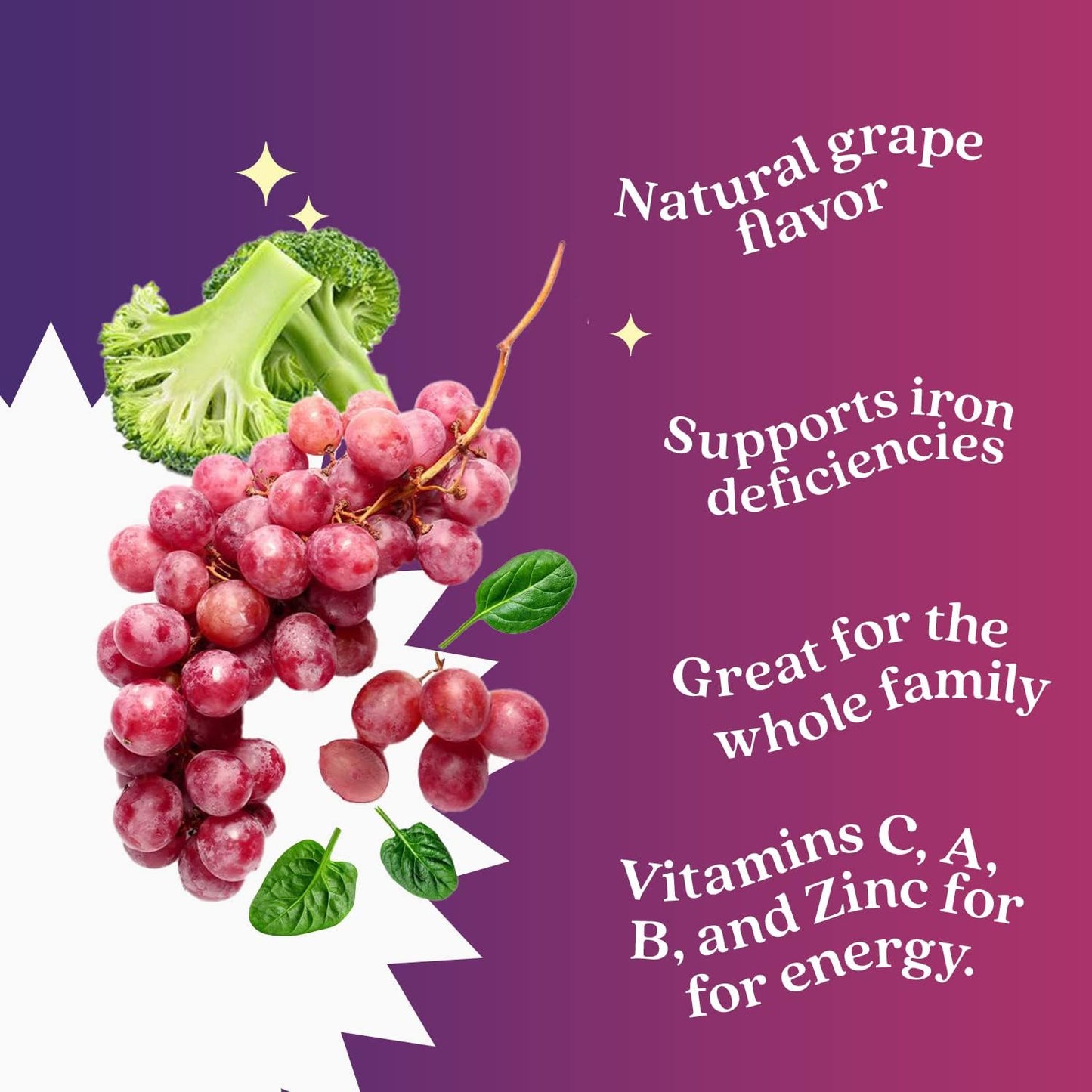 Iron Gummies with Multivitamins & Zinc - Grape Flavored Vegan Supplement for Blood Oxygen Support - Ideal for Women, Men & Kids of All Ages - Espot.com.au