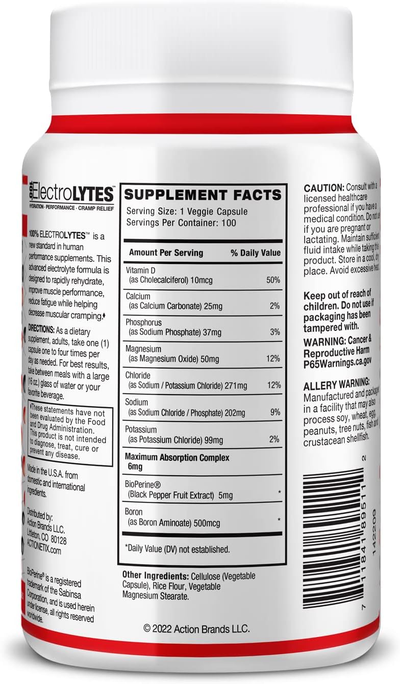 Hydration Tablets with Electrolytes for Quick Replenishment - 100 Capsules, Stimulant-Free Salt Tabs for Lasting Rehydration - Espot.com.au