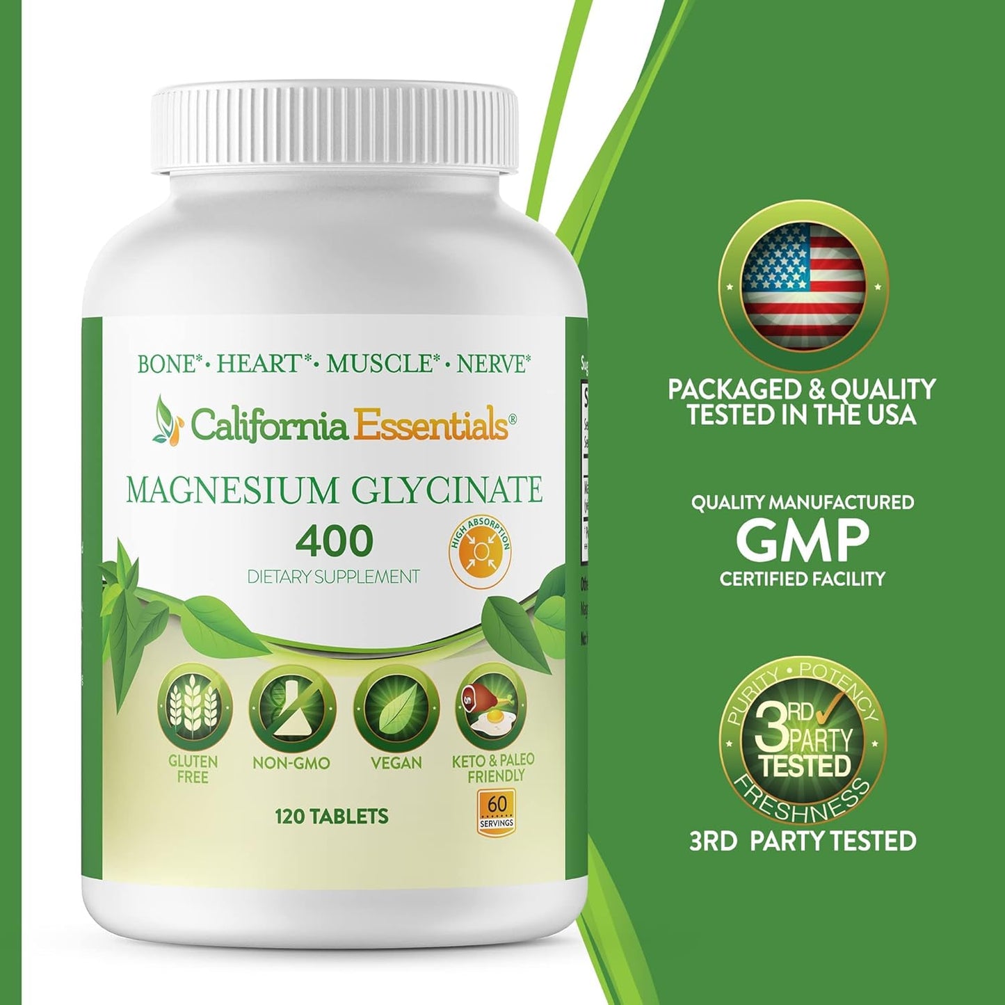 high-absorption-california-essentials-magnesium-glycinate-400---chelated-for-muscle-relief-bone-heart-support---vegan-non-gmo-gluten-free---120-tablets-60-servings-5