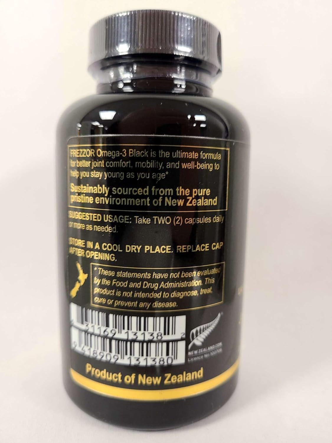 320 Count FREZZOR Omega 3 Black Capsules with Green Lipped Mussel Oil - Joint Care & Heart Support - Made in New Zealand - UAF1000+ - No Fishy Aftertaste - Immune Relief - 1 Pack - Espot.com.au