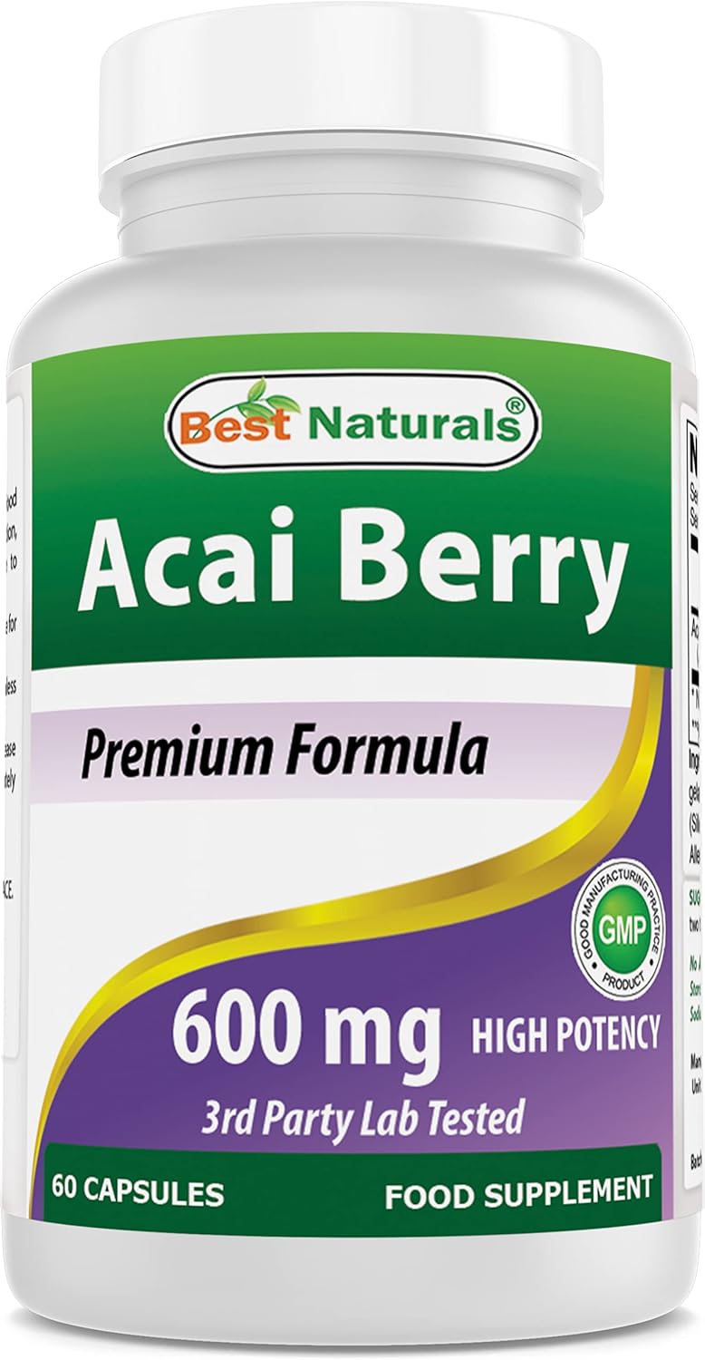 Organic Acai Berry Capsules - 600 mg (60 Count) - Premium Quality Dietary Supplement for Immune Support and Antioxidant Boost - Espot.com.au