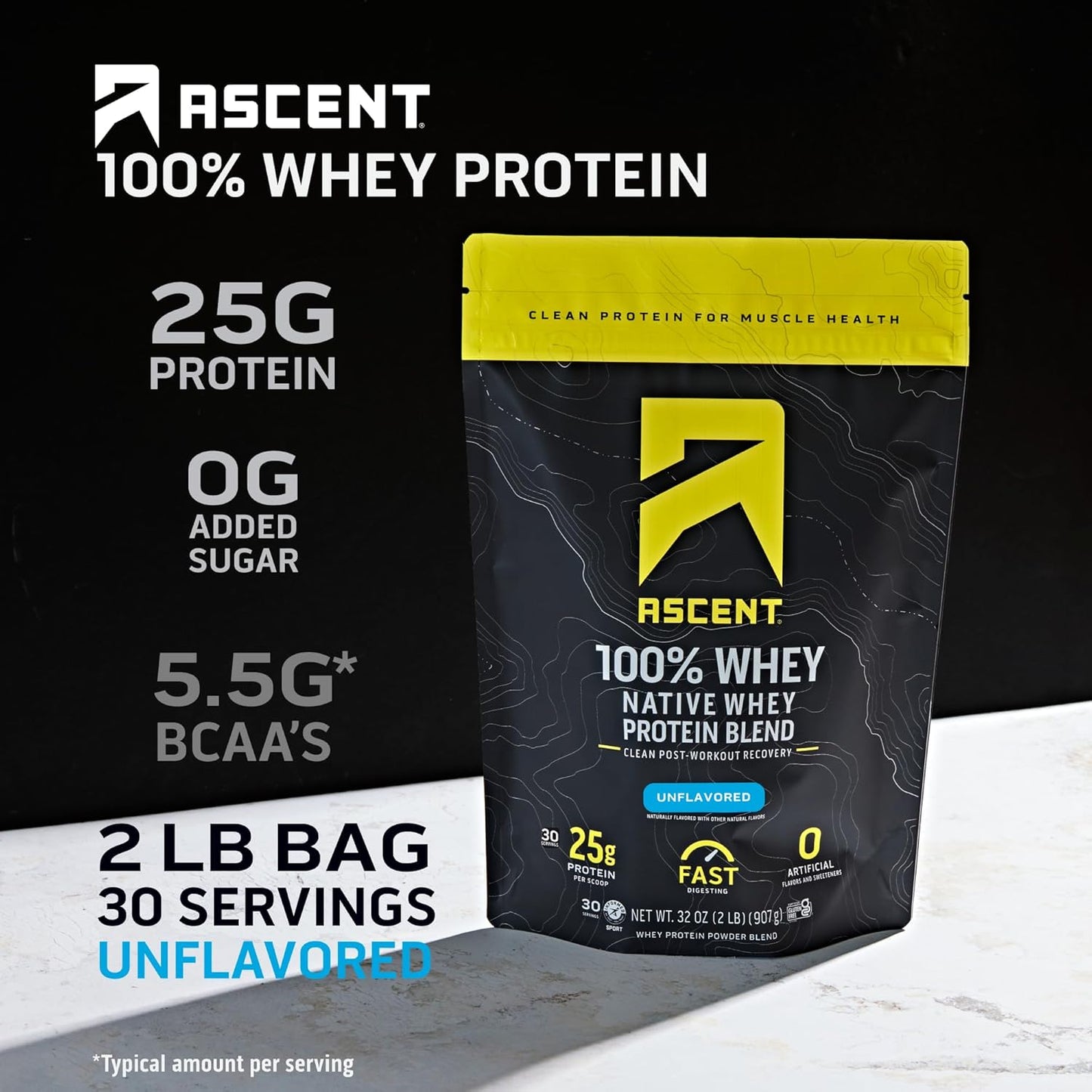 Ascent Unflavored Whey Protein Powder 2 lb + Raspberry Lemonade Electrolytes 40 Servings - Espot.com.au