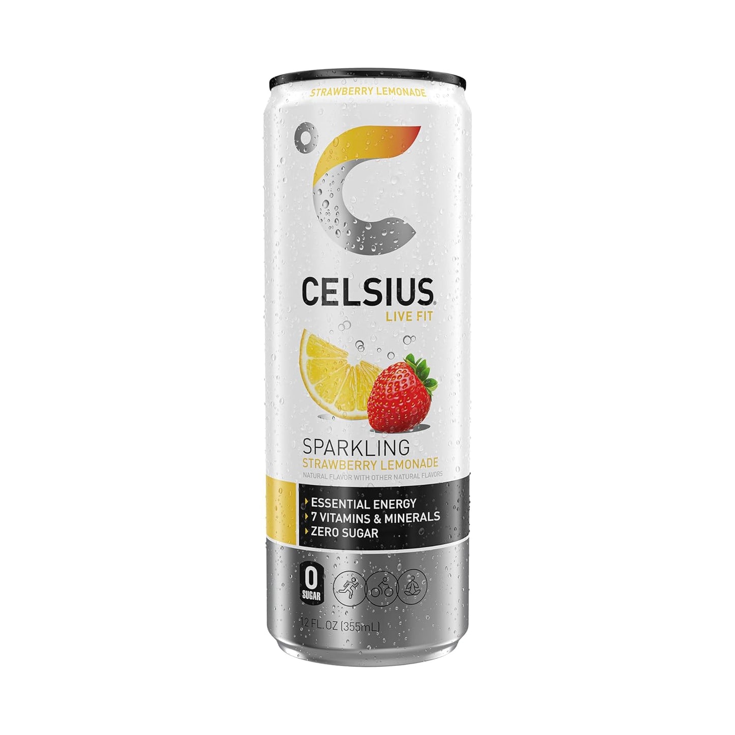 Sparkling Strawberry Lemonade CELSIUS Energy Drink, 12 Fl Oz Cans, Pack of 12 - Functional & Refreshing Boost for Energy - Espot.com.au
