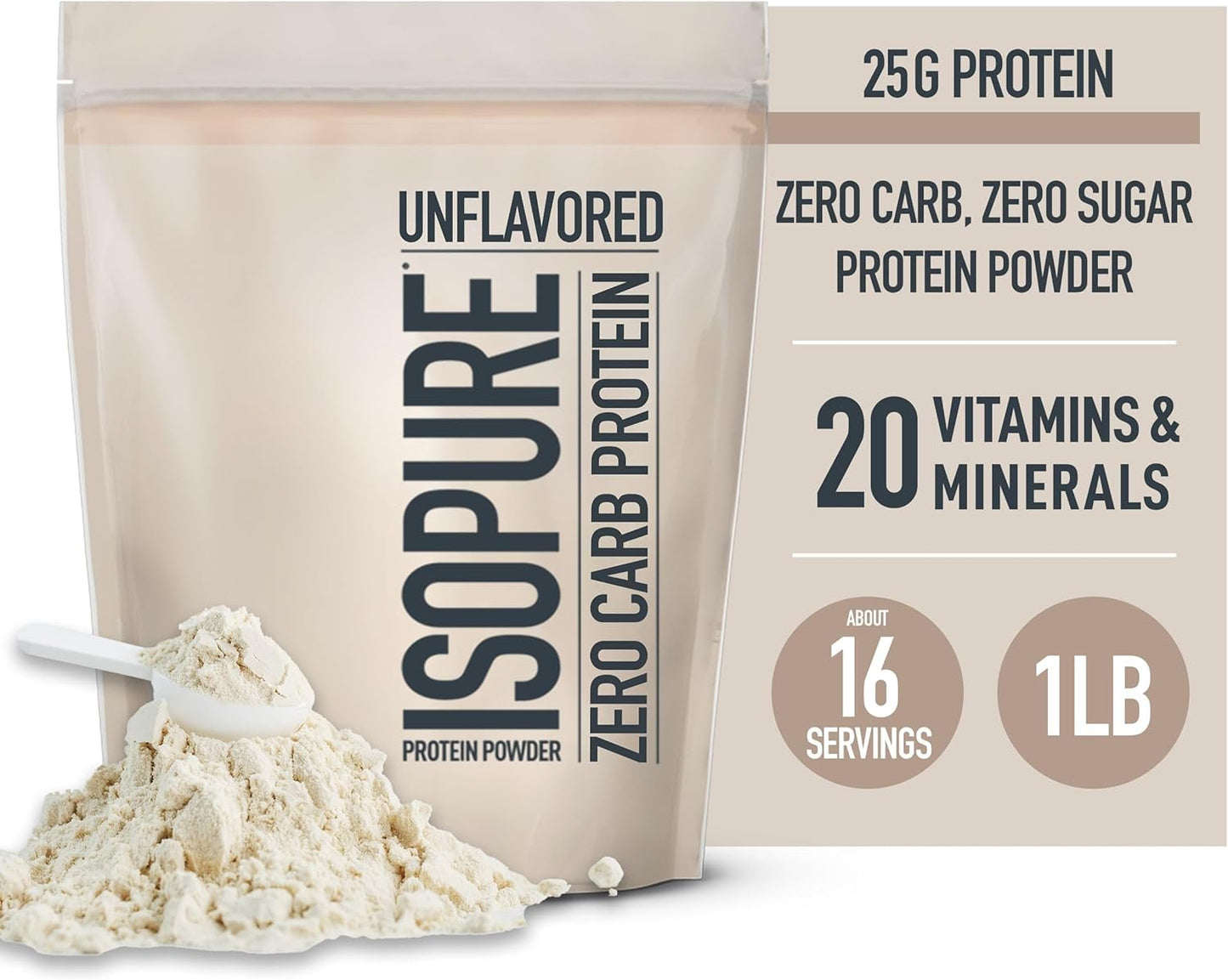 Isopure Unflavored Whey Protein Isolate Bundle with Collagen Peptides Powder, 25g Protein, Zero Carb, 16 Servings, 1 Pound + 14 Servings, Vitamin C, Biotin, Packaging May Vary - Espot.com.au