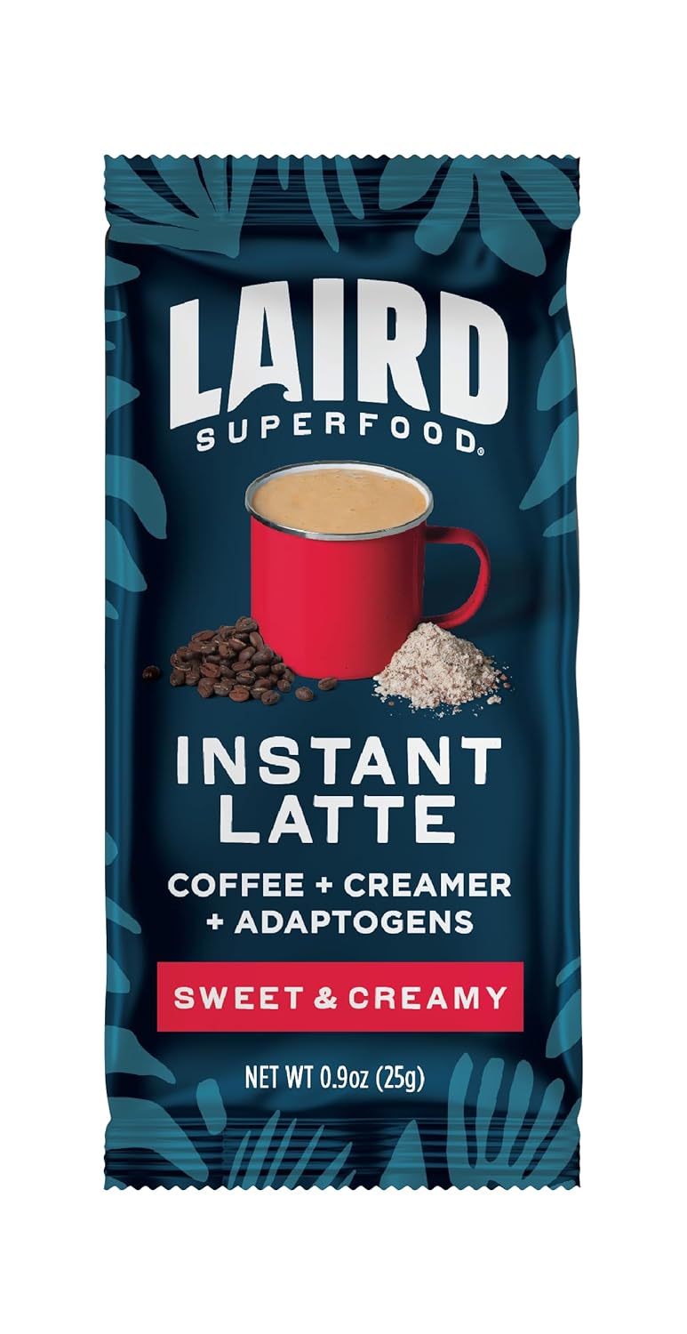 Laird Superfood Instant Latte Sachets - Sweet, Creamy, and Enriched with Adaptogens - Pack of 5 - Espot.com.au