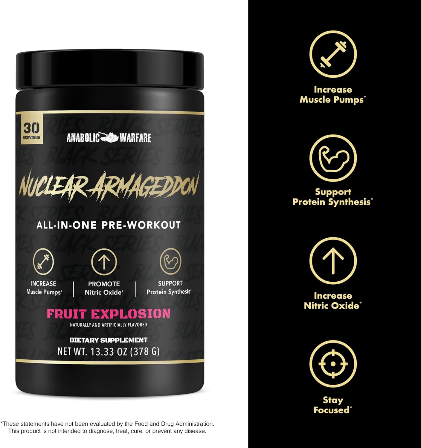 Nuclear Armageddon Pre-Workout Powder - L-Citrulline, Beta Alanine, Caffeine - Orange Juice Flavor - 30 Servings for Men & Women - Espot.com.au
