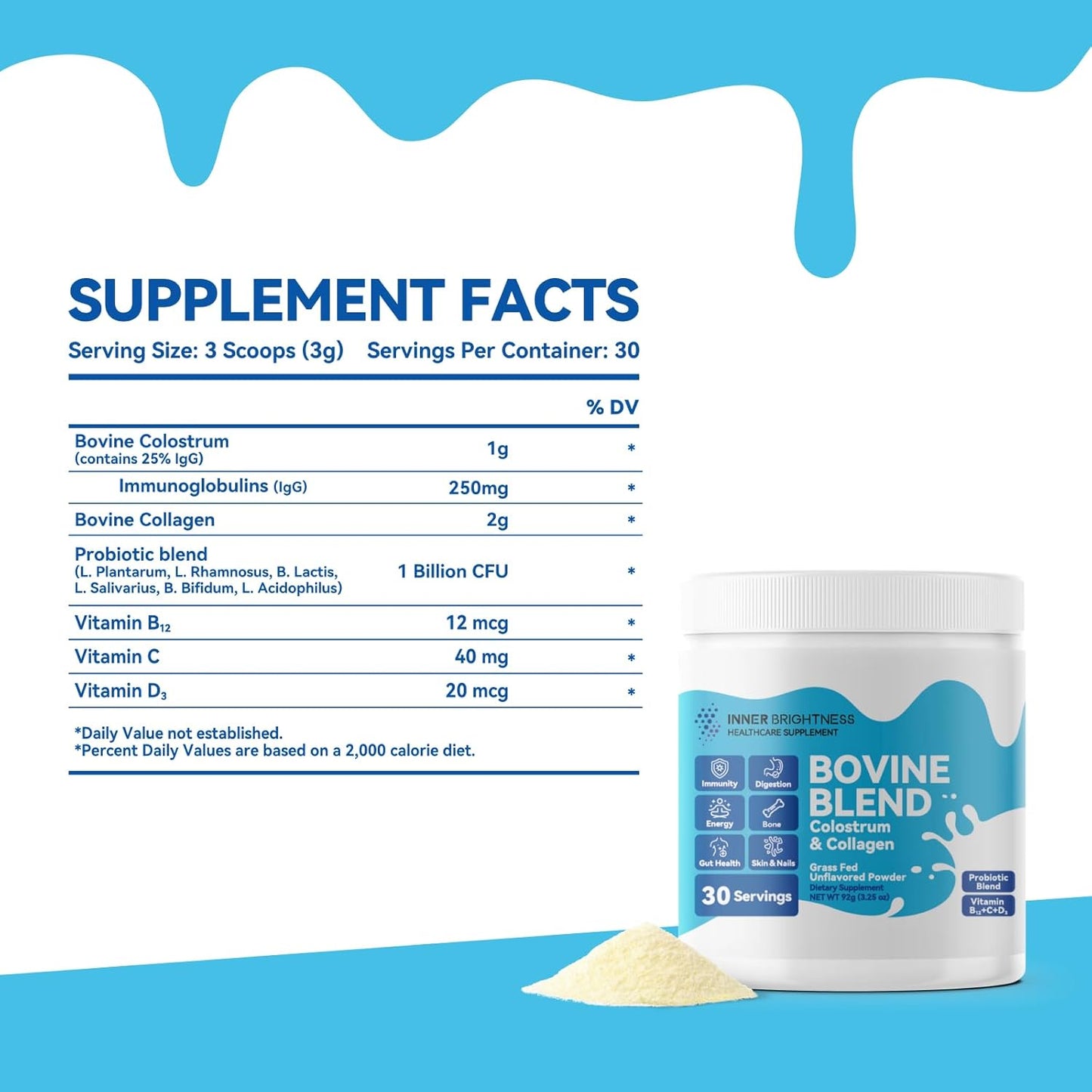bovine-colostrum-collagen-powder-for-gut-health-immune-support-hair-growth---sugar-free-supplement-with-igg-probiotics-vitamin-b12-c-d3---unflavored-30-servings-5