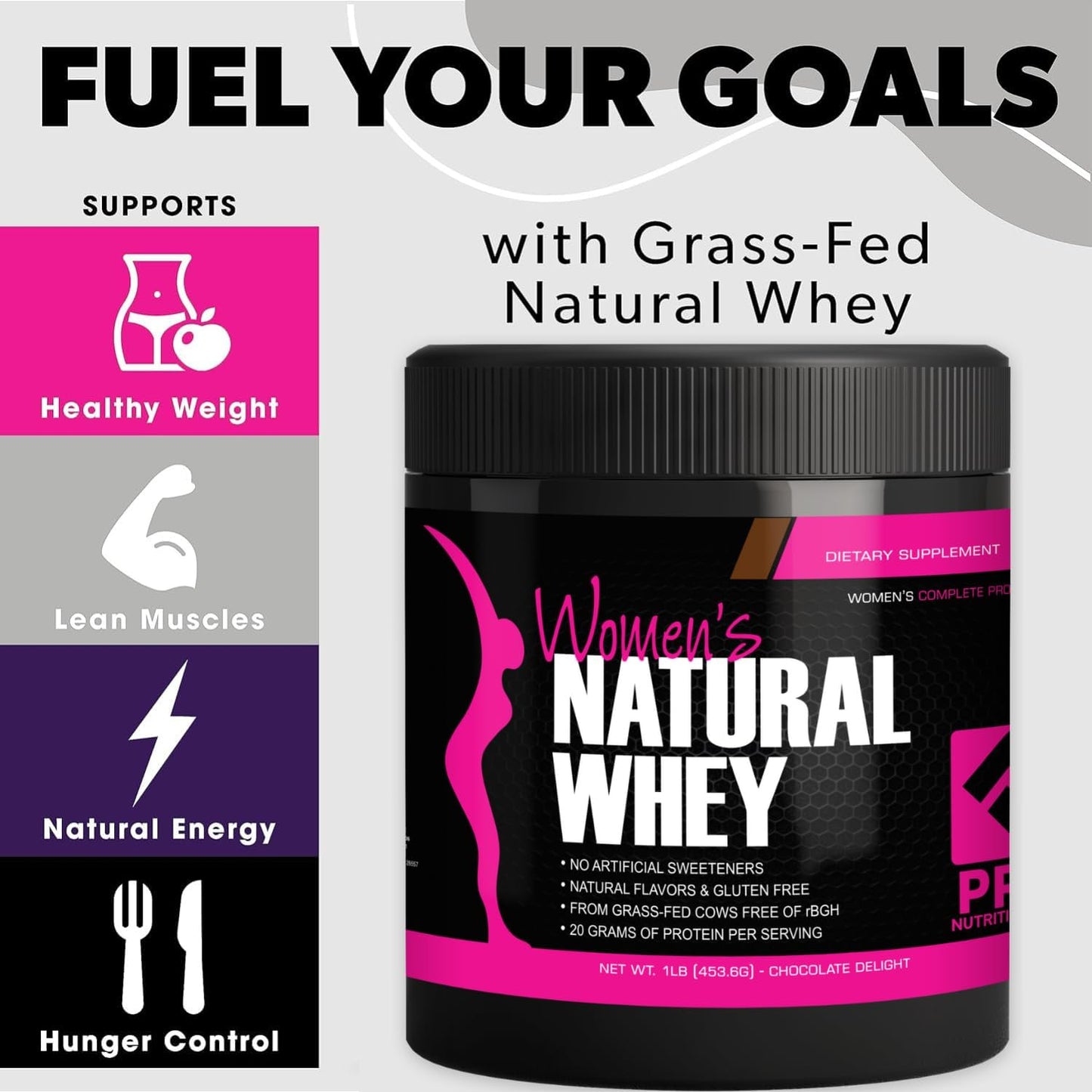 Chocolate Delight Whey Protein Powder for Women - Supports Lean Muscle Mass - Low Carb - Gluten Free - Grass Fed and Rbgh Hormone Free - 1 Lb - Espot.com.au