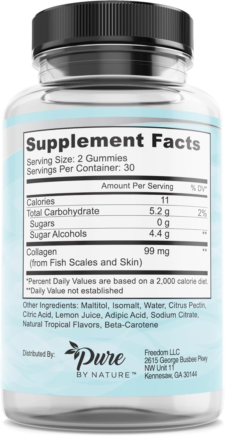 Sugar-Free Collagen Gummies for Hair, Skin & Nails Support - Pectin Supplements Chews for Men & Women - 60 Count - Espot.com.au