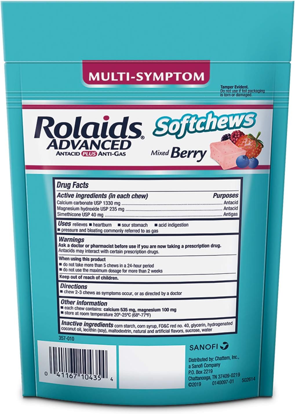 Rolaids Mixed Berry Softchews 28ct Pack of 3 - Advanced Antacid & Anti-Gas for Heartburn and Gas Relief - Espot.com.au