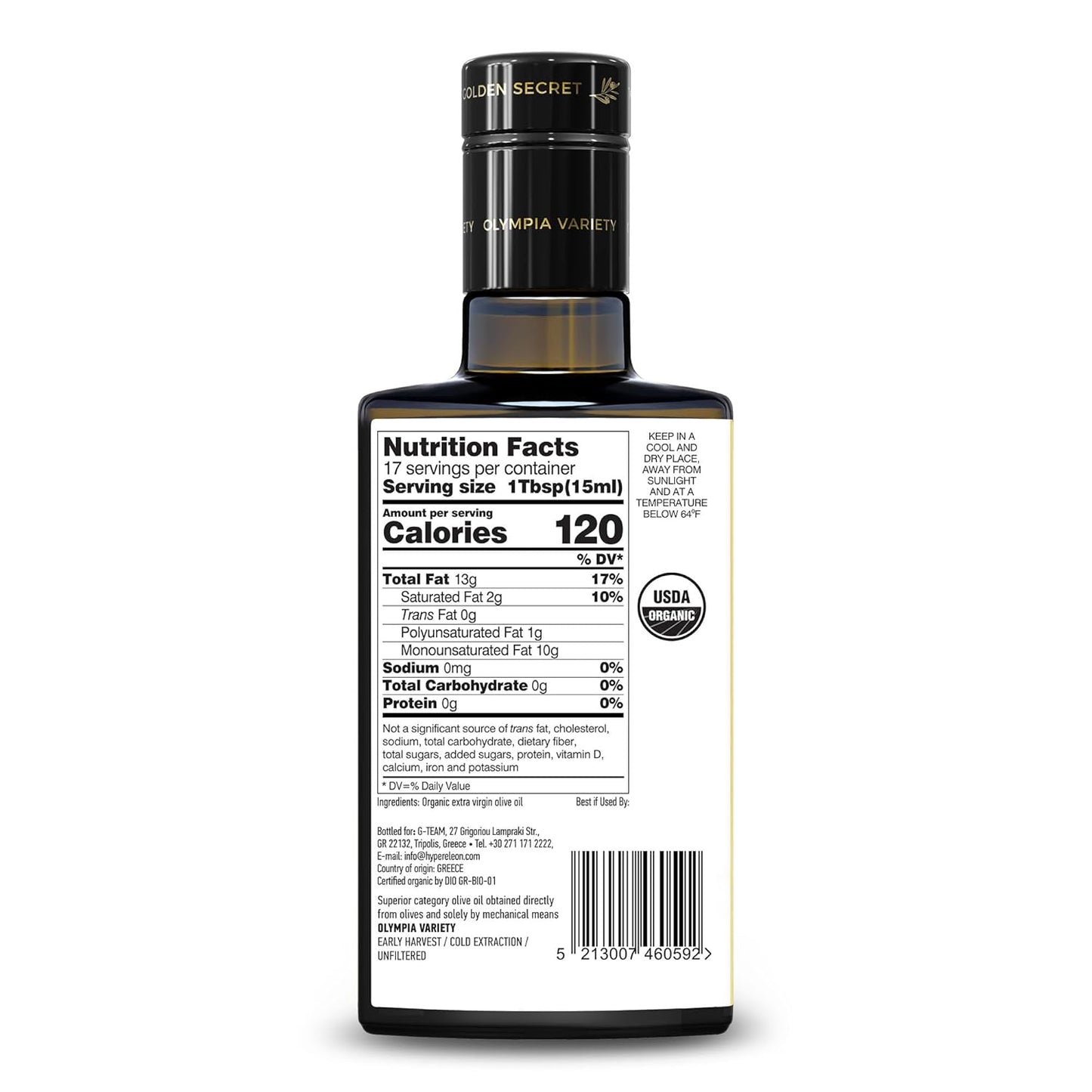 Premium Organic Greek Extra Virgin Olive Oil | G-Team Hypereleon Ultra Gold | High Phenolic | 100% Pure & Natural | Bio & Unfiltered | 65 Awards | 260ml (6 Pack) - Espot.com.au