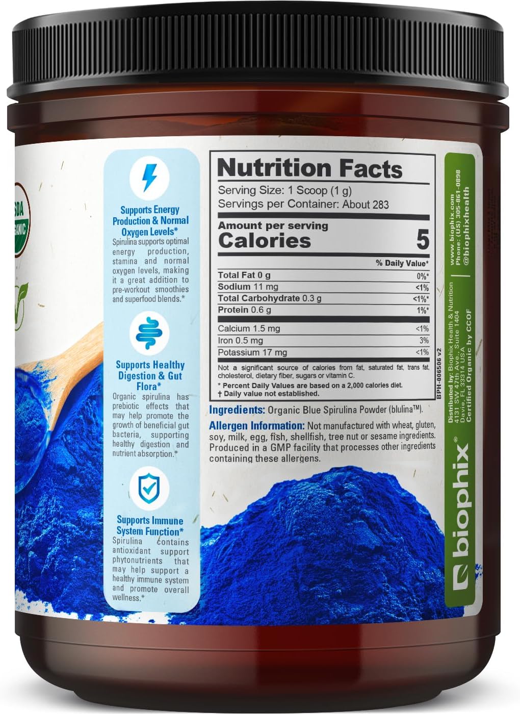 Organic Blue Spirulina Powder - 10 oz - 283 Servings of Superfood Supplement - Natural Blue Pigment - Pure Organic Blue Algae Powder - Espot.com.au