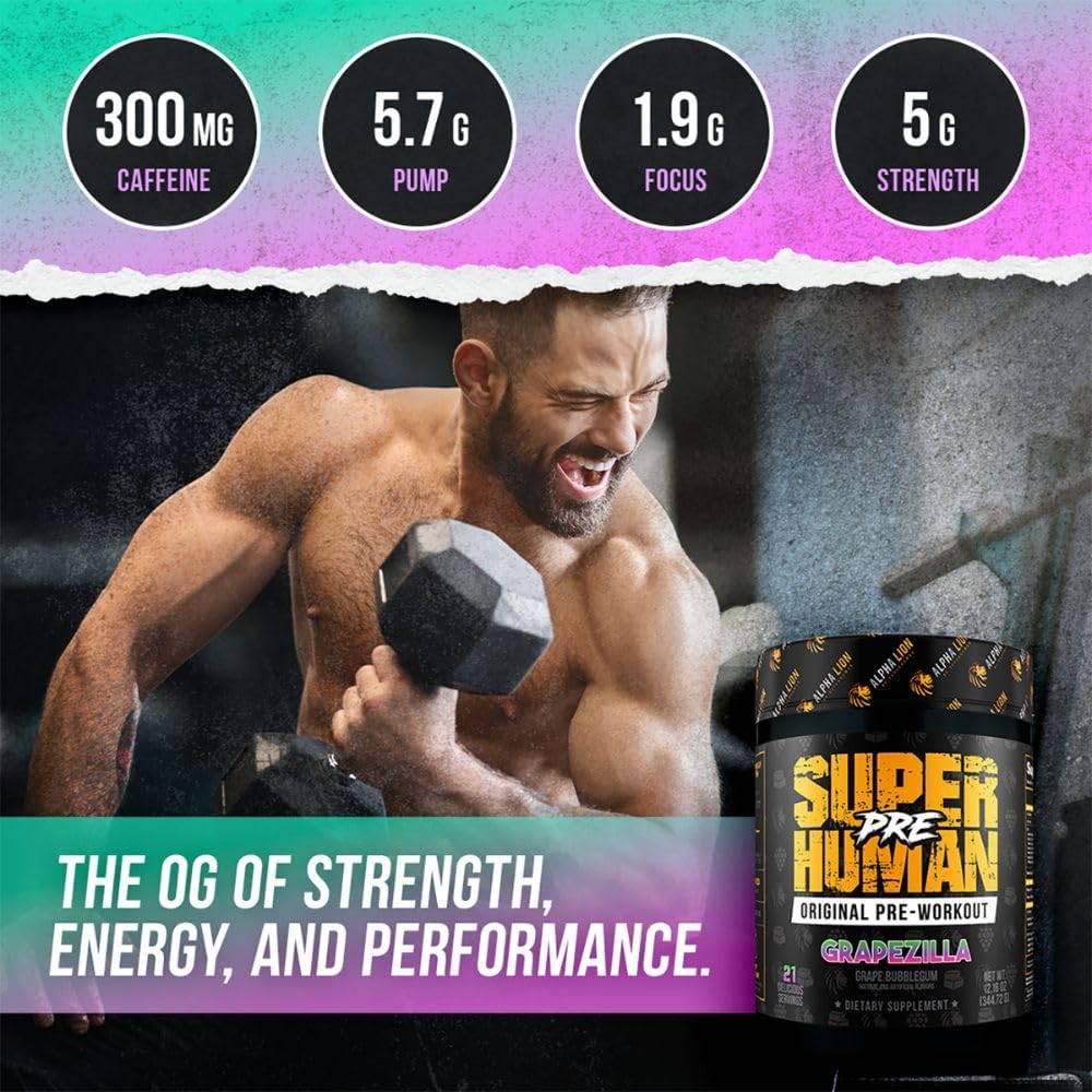 superhuman-pre-workout-powder-with-beta-alanine-tri-source-caffeine-for-energy-focus-and-pump---grapezilla-21-servings-3