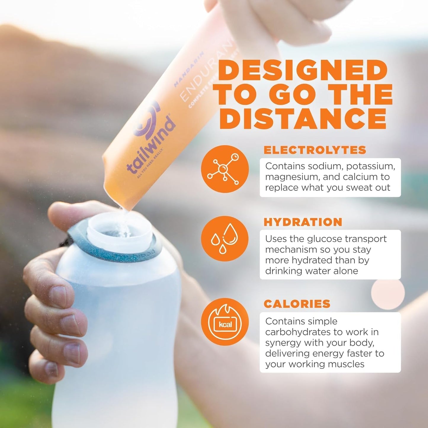 Tailwind Nutrition Endurance Fuel Powder - Gluten-Free & Vegan Sports Drink Mix with Electrolytes for Hydration, Mandarin Flavor, 50 Servings - Espot.com.au