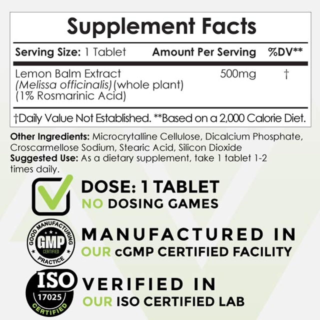lemon-balm-extract-tablets---500mg---120-count---high-quality-nootropic-supplement-with-101-water-ethanol-extract---enhance-cognitive-function-and-support-relaxation-2