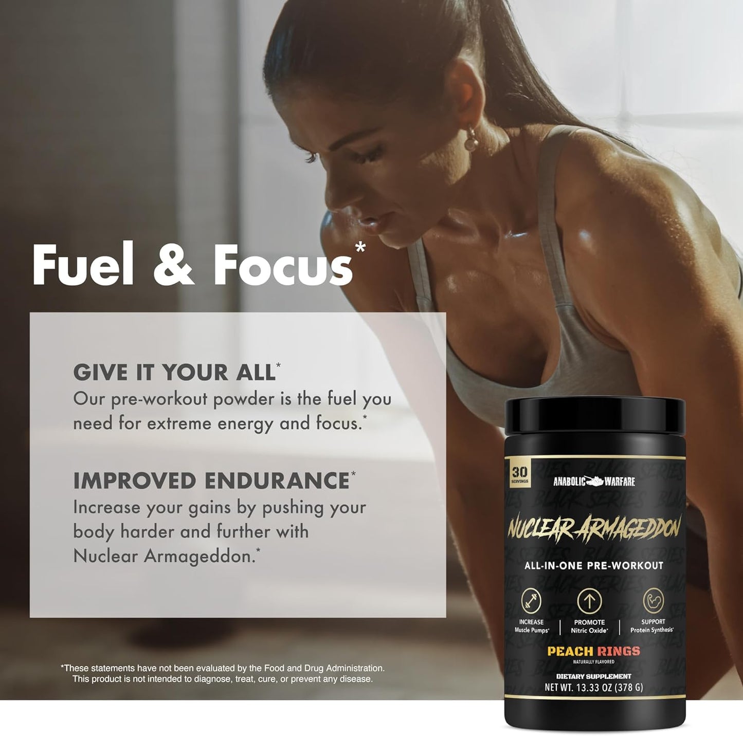 Nuclear Armageddon Pre-Workout Powder - L-Citrulline, Beta Alanine, Caffeine - Orange Juice Flavor - 30 Servings for Men & Women - Espot.com.au