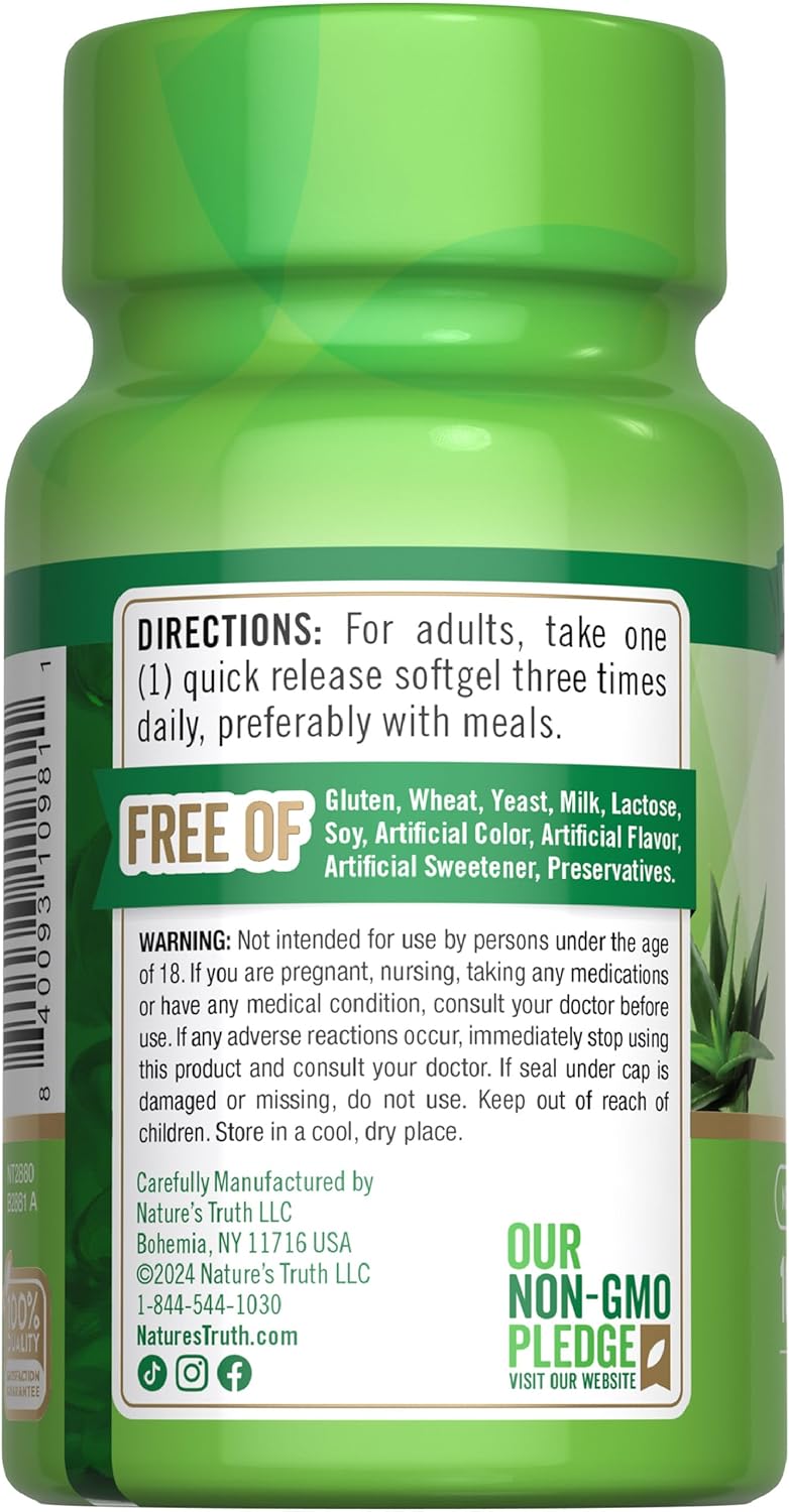 Aloe Vera Softgels - 5000mg, 100 Count | Non-GMO & Gluten Free Supplement by Nature's Truth - Espot.com.au