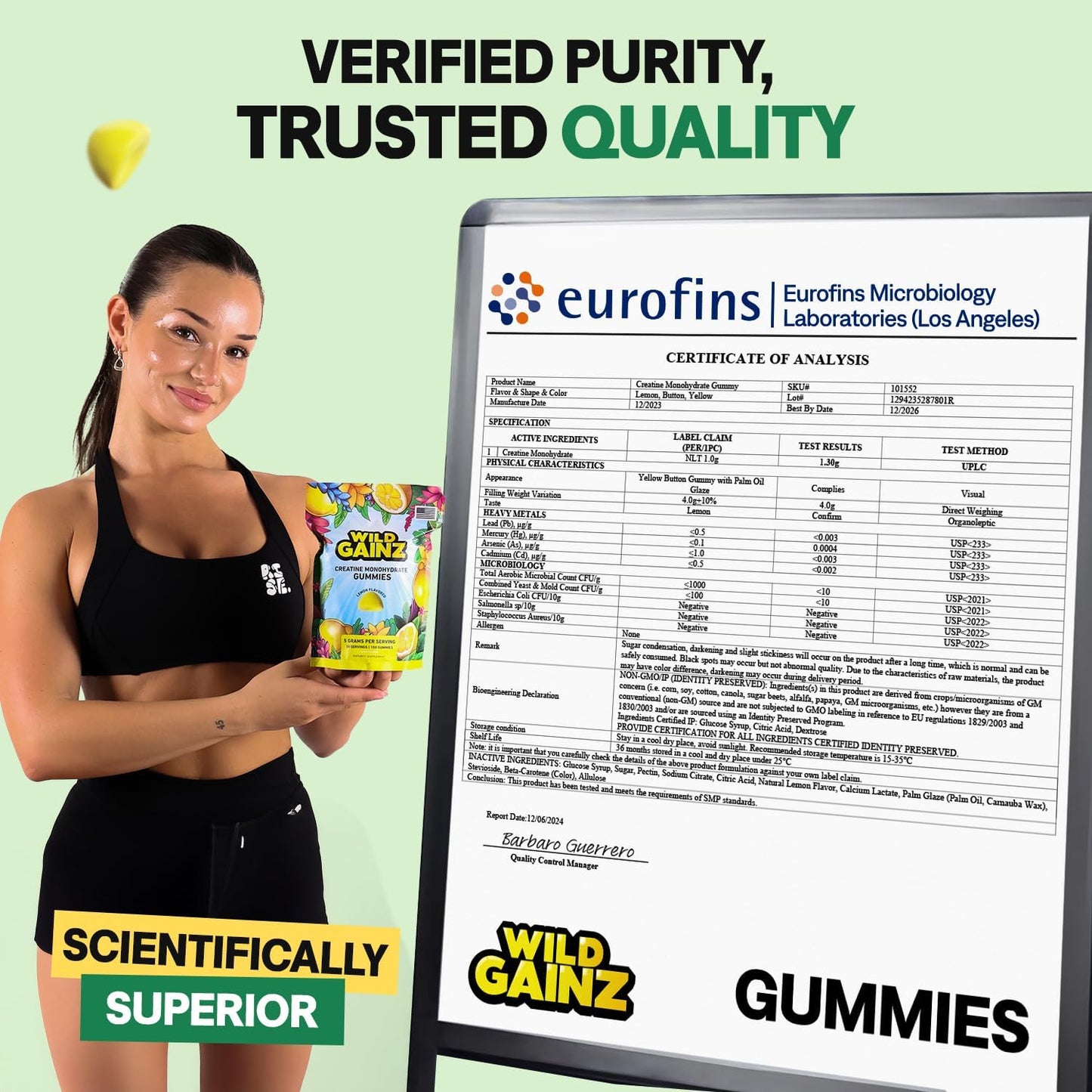 USA-Made WILD GAINZ Creatine Monohydrate Gummies 5g - Vegan Muscle & Cognitive Support Chews - Gluten-Free, Non-GMO - 150 Count - Espot.com.au