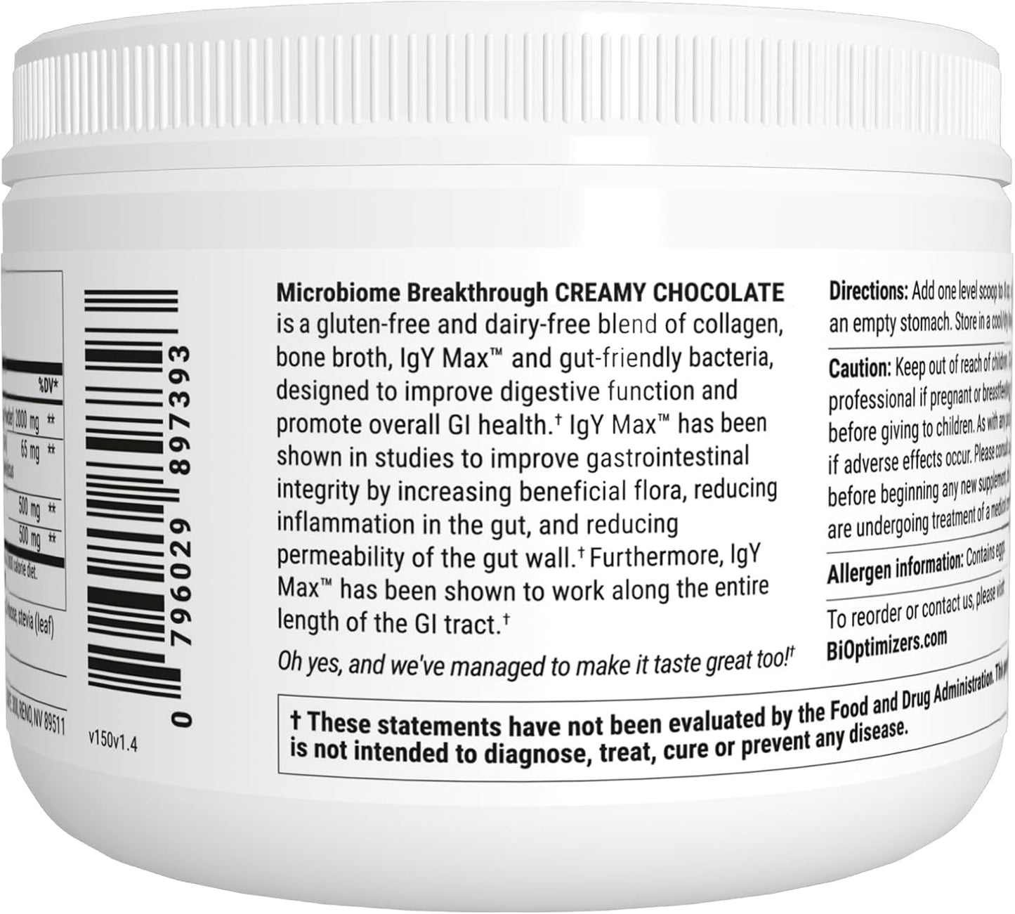 chocolate-flavored-microbiome-repair-powder-with-lactobacillus-strains-bone-broth-collagen-and-l-glutamine-for-gas-bloating-relief---30-servings-4
