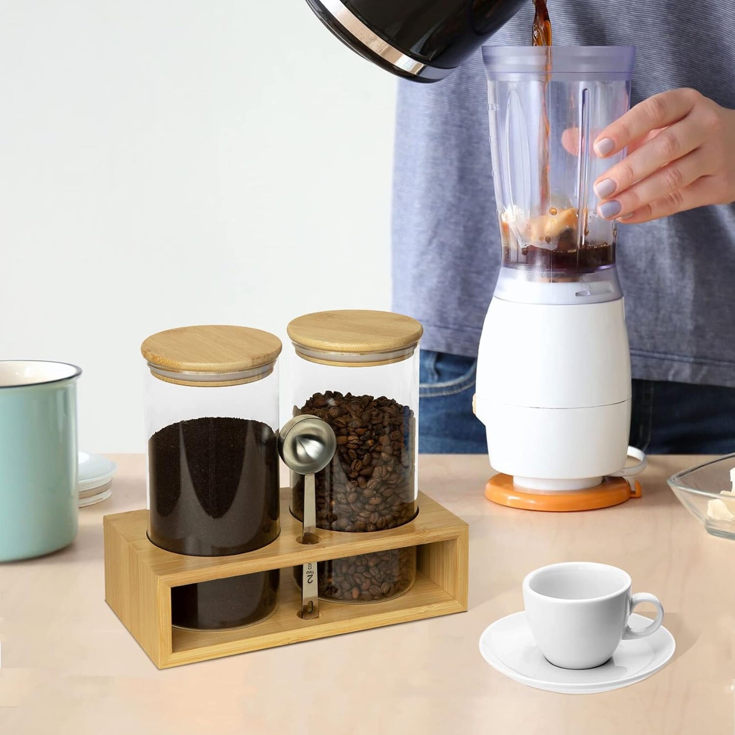 glass-coffee-container-set-with-shelf---organize-your-coffee-bar-with-jars-spoons-and-airtight-canisters-for-beans-grounds-and-nuts---2x-49oz-storage-options-2