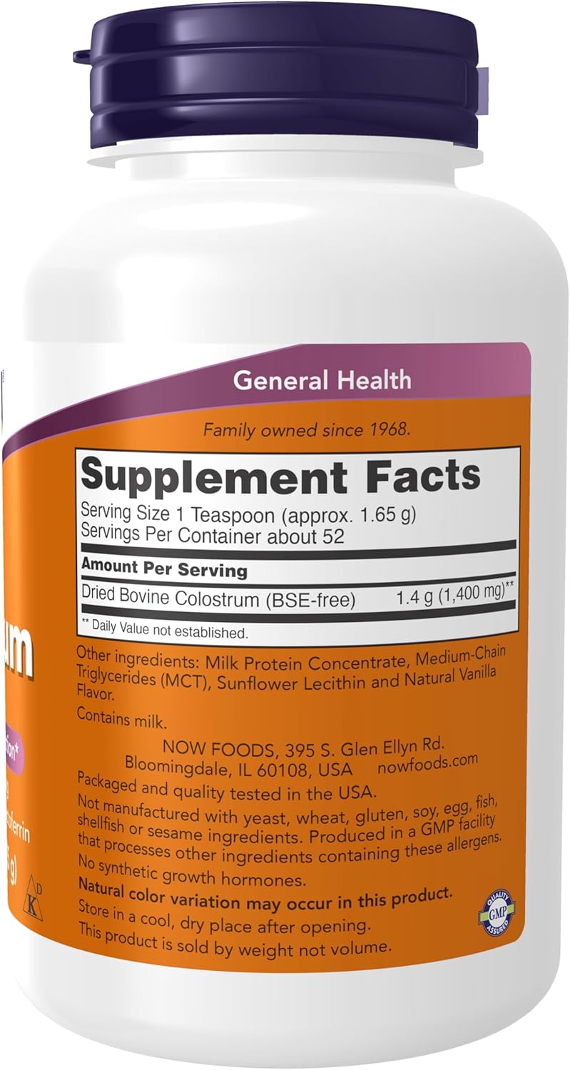 NOW Foods Colostrum Powder Supplement - Rich in Immunoglobulins and Lactoferrin - 3-Ounce Jar - Espot.com.au