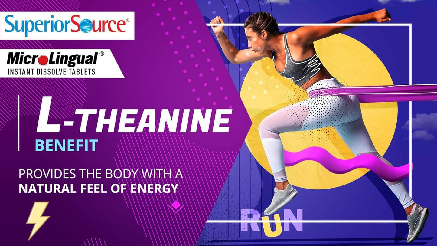 High-Quality L-Theanine 200 mg Tablets for Relaxation and Sleep Support - 100 Ct - Non-GMO - MicroLingual Instant Dissolve Technology - Espot.com.au