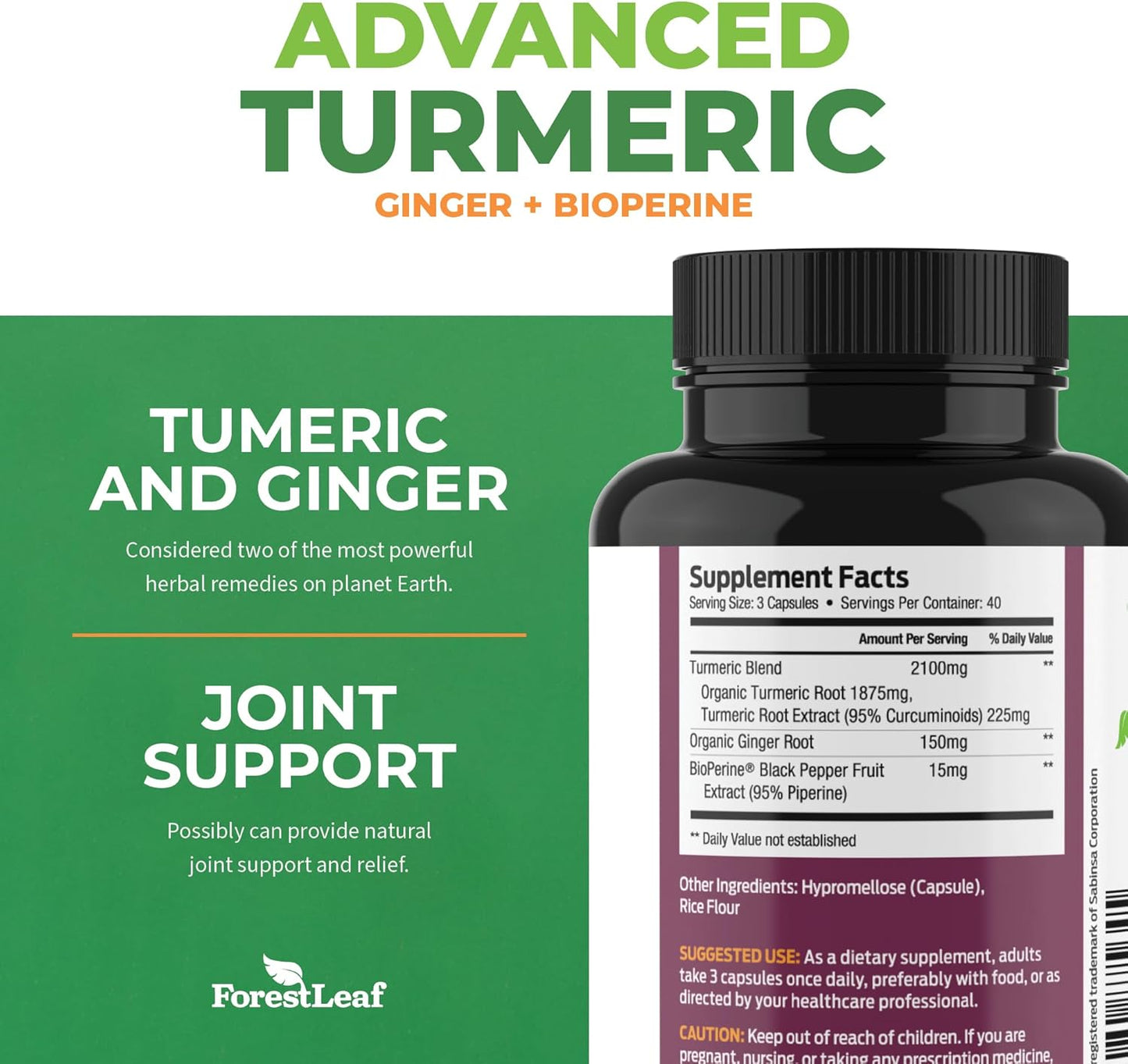 forestleaf-organic-turmeric-supplement-2265mg-with-bioperine-and-ginger---high-absorption-turmeric-curcumin-capsules---joint-support-with-black-pepper-extract---120-veggie-capsules-3